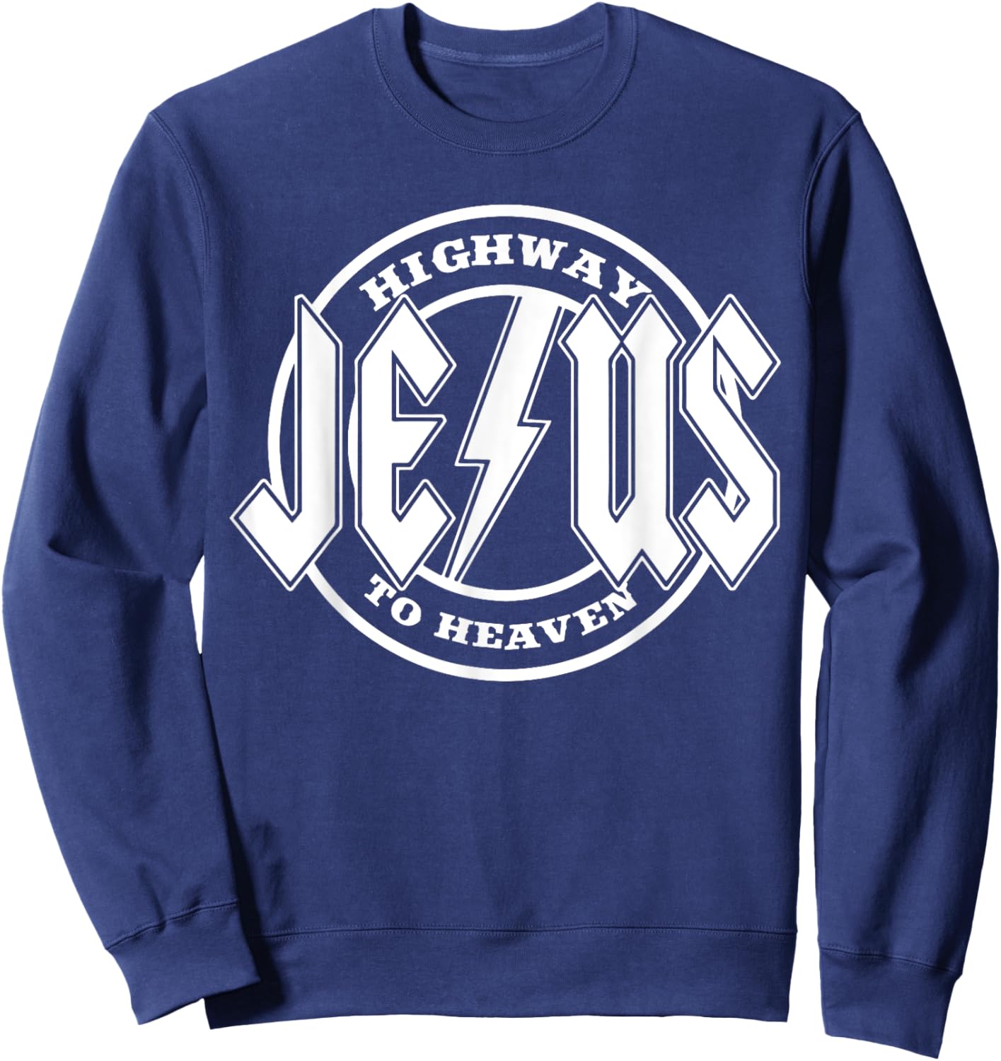 Retro Jesus Highway To Heaven Pray Catholic Faith Based Men Sweatshirt - Sweatshirt | Navy