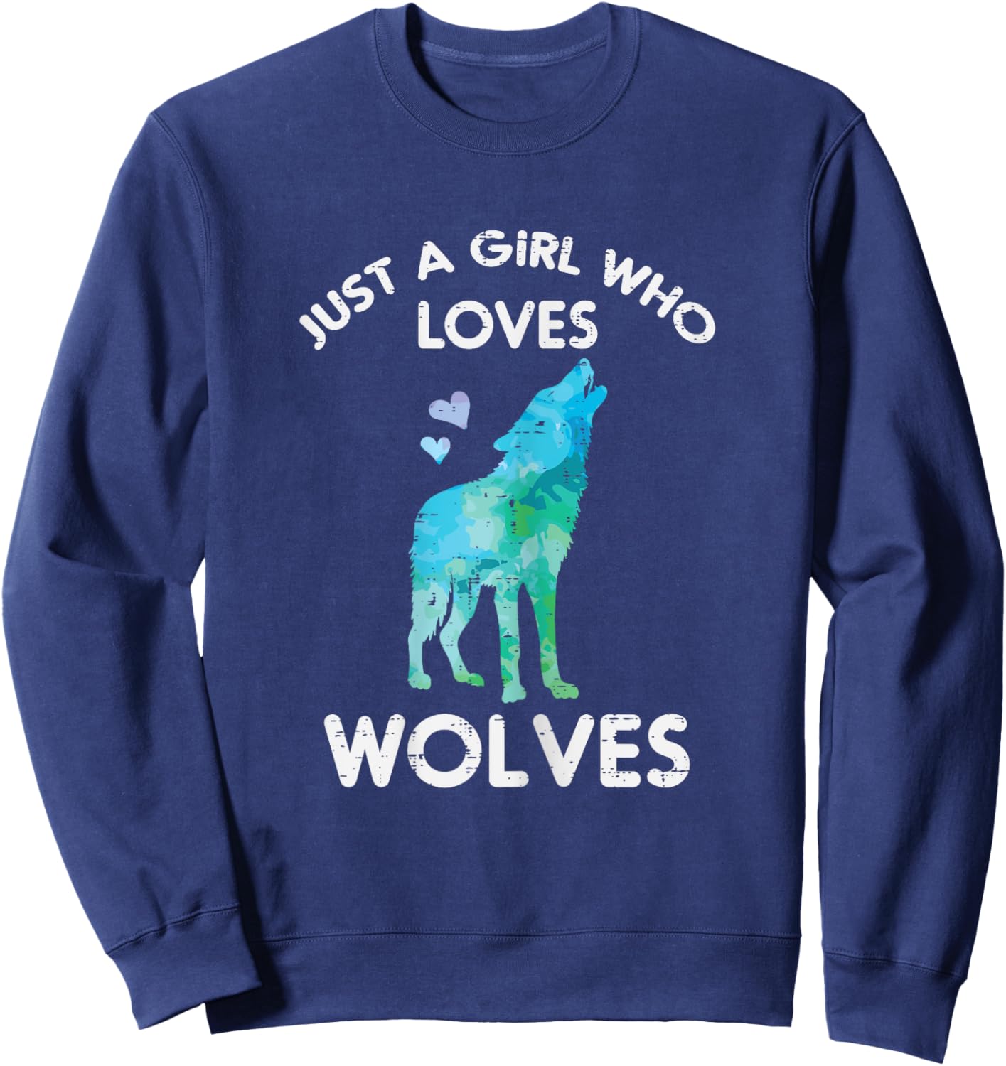 Just A Girl Who Loves Wolves Cute Animal Women Girls Kids Sweatshirt - Sweatshirt | Navy