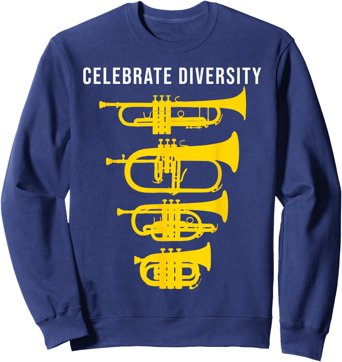Funny Trumpet Celebrate diversity, Cornet Flugelhorn Sweatshirt - Sweatshirt | Navy