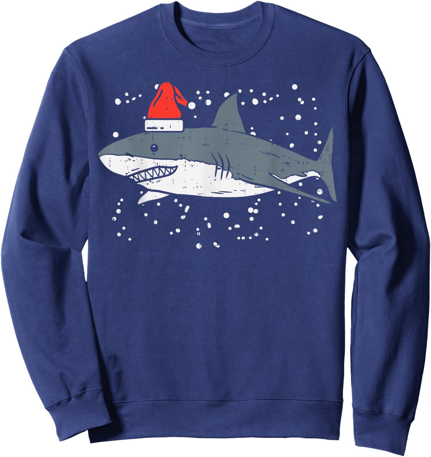 Shark Santa Hat Christmas Xmas Pajama Men Women Kids PJ Sweatshirt - Sweatshirt | Navy