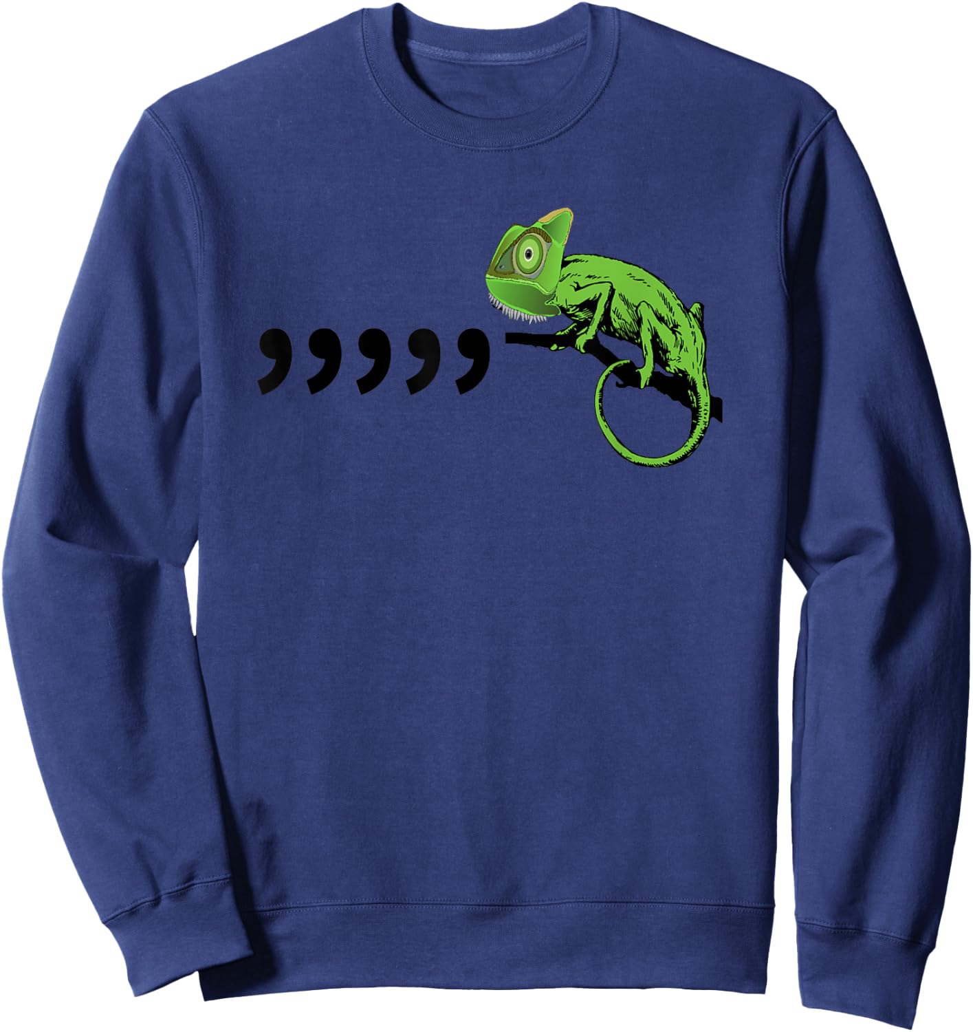 Comma Chameleon Funny 80's Retro Throwback Sweatshirt - Sweatshirt | Navy