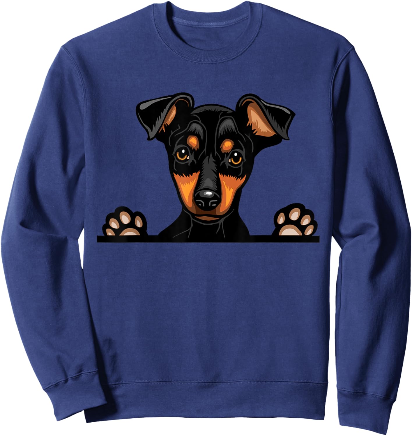 Miniature Pinscher Dog Breed Popping Up Fun Dog Owner Men Women Girls Kids Sweatshirt - Sweatshirt | Navy