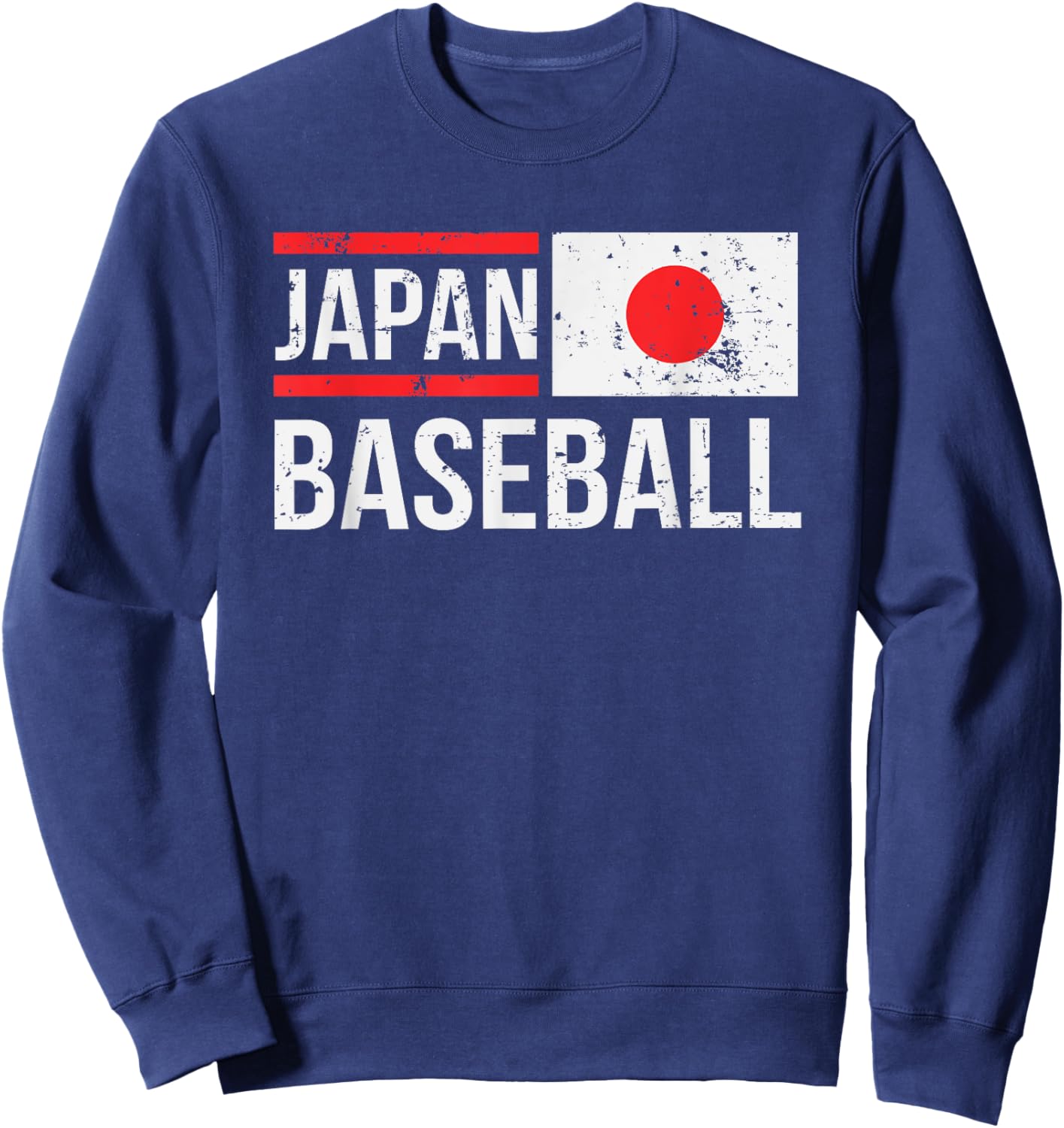 Japan Baseball Jersey Nippon Vintage Flag Fan of Yakyu Sweatshirt - Sweatshirt | Navy
