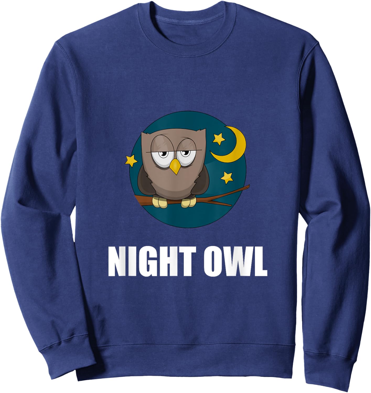 Night Owl Moon Cartoon Funny Sweatshirt - Sweatshirt | Navy