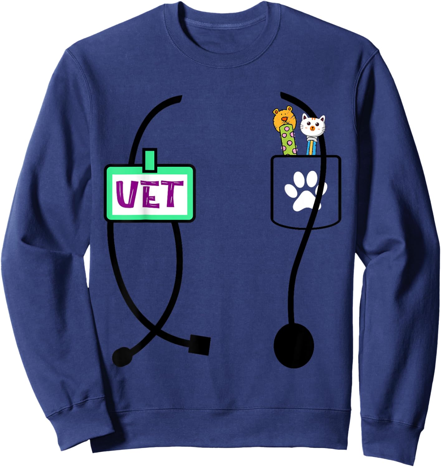 Veterinarian Costume Boys Girls Kids Animal Doctor Vet Sweatshirt - Sweatshirt | Navy