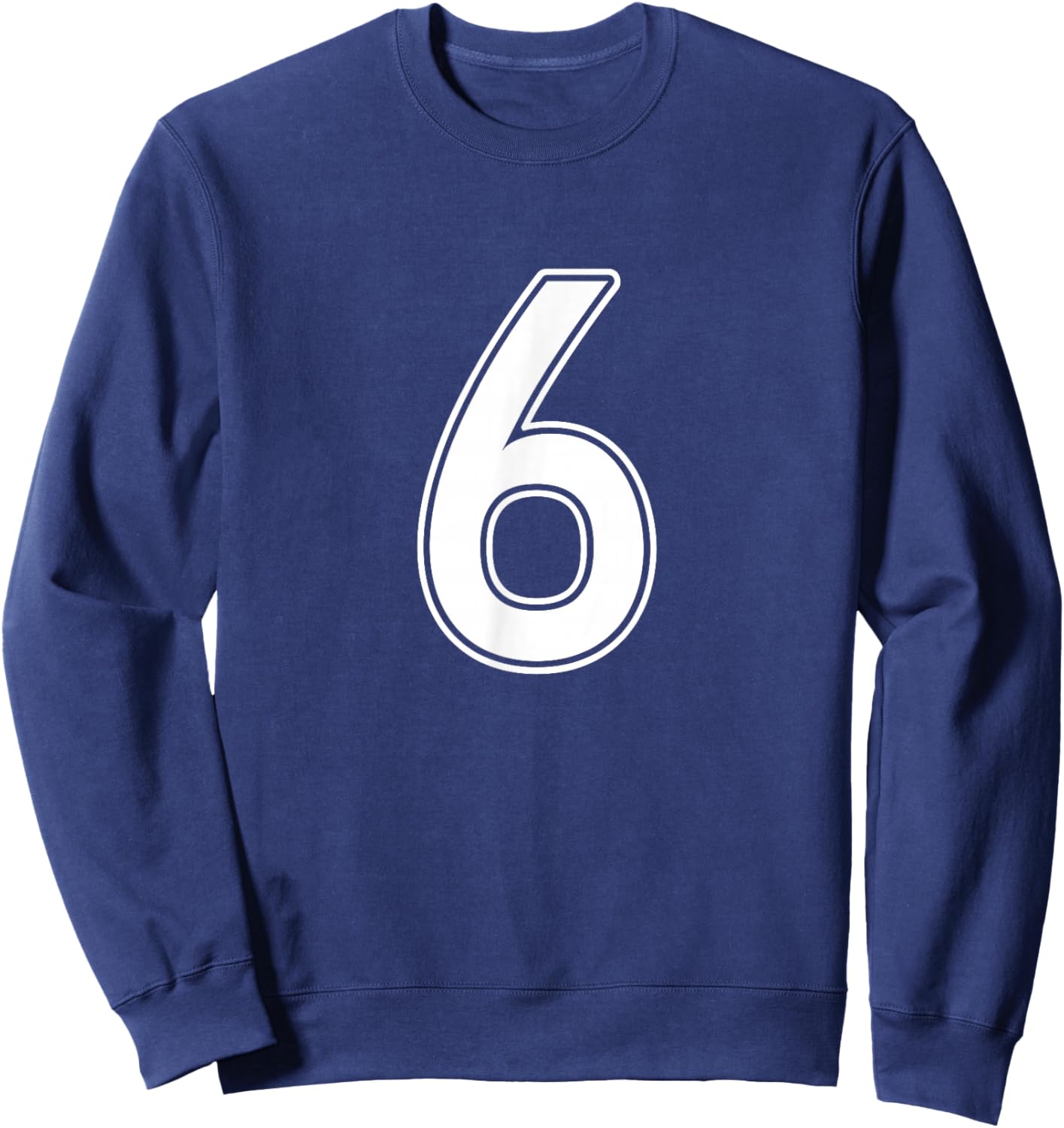 Number 6 White Sports Team Sweatshirt - Sweatshirt | Navy