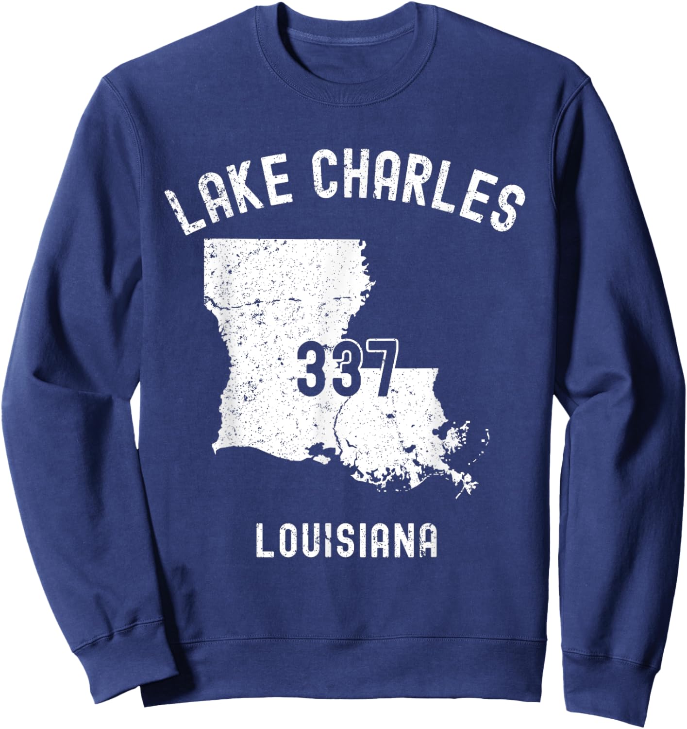 Lake Charles Louisiana LA 337 Vintage Athletic Style Sweatshirt - Sweatshirt | Navy