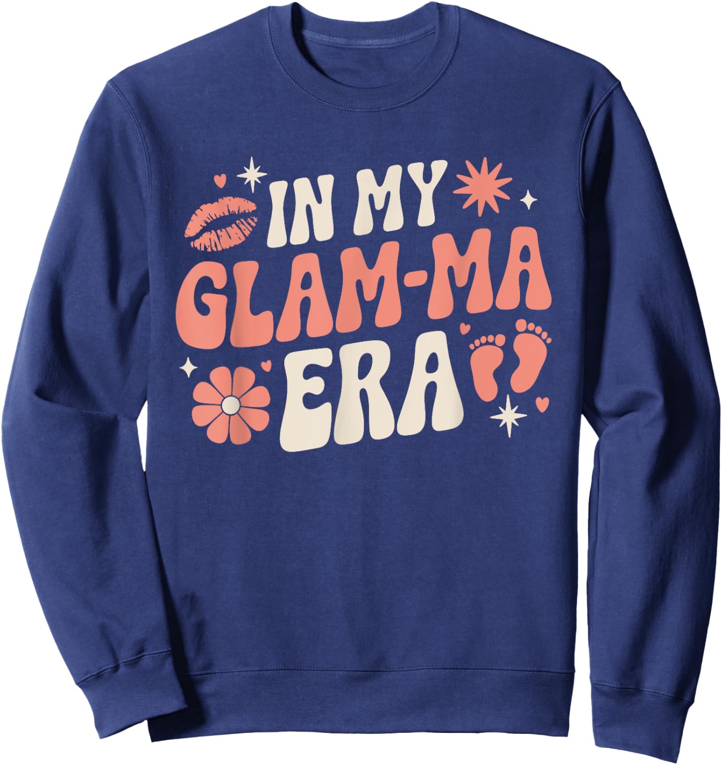 Retro In My Glam-Ma Era Funny Grandma Baby Announcement Sweatshirt - Sweatshirt | Navy