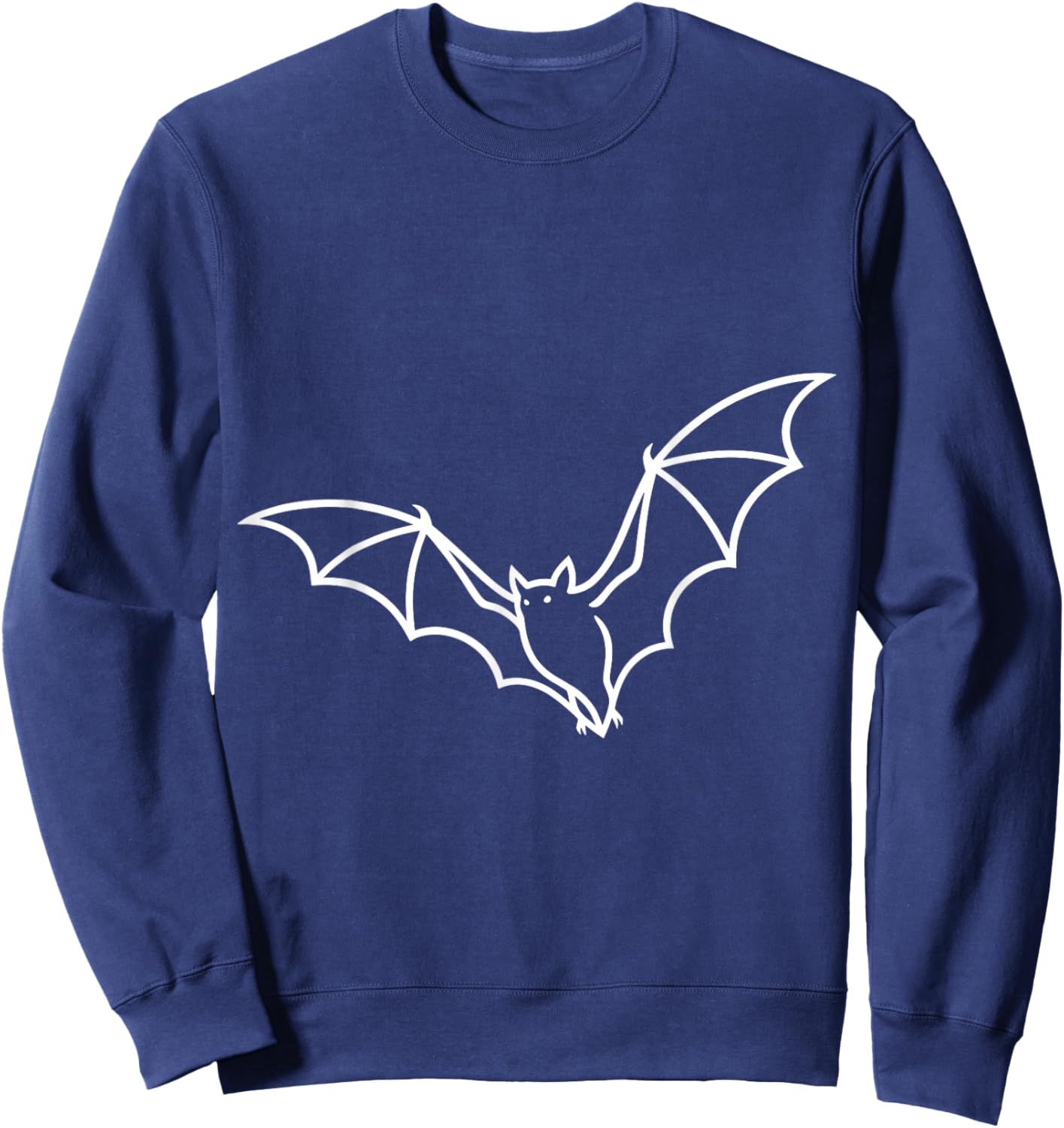 Flying Bat Minimalist Line Art Halloween Gothic Vampire Sweatshirt - Sweatshirt | Navy