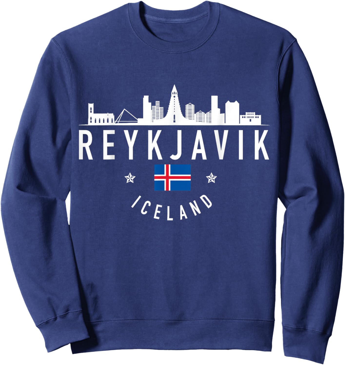 Reykjavik Iceland Skyline Flag Pride Souvenir Sweatshirt - Sweatshirt | Navy