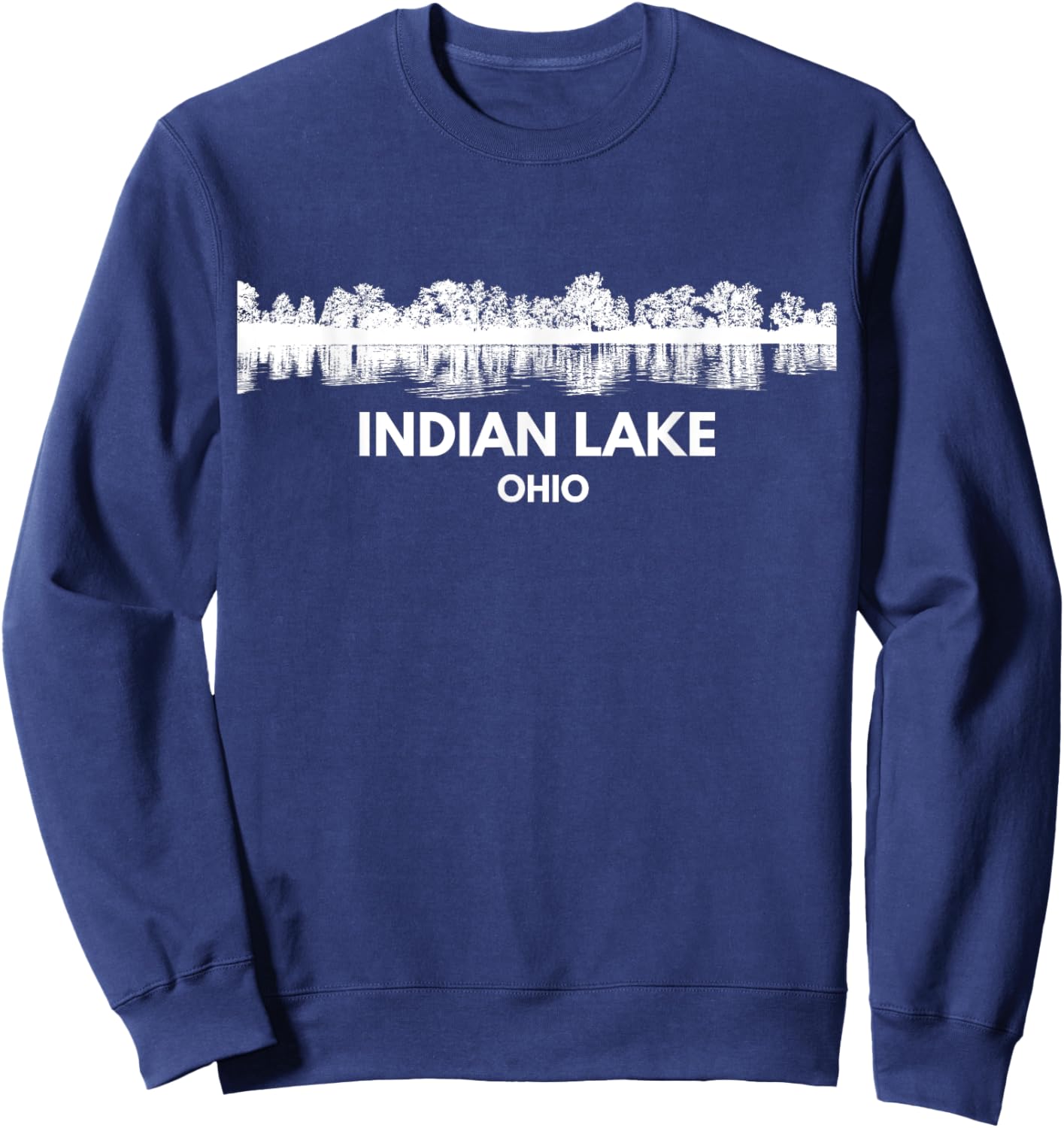 INDIAN Lake OHIO Trip Funny Summer Fishing Camping Crew 2025 Men Women Kids Sweatshirt - Sweatshirt | Navy