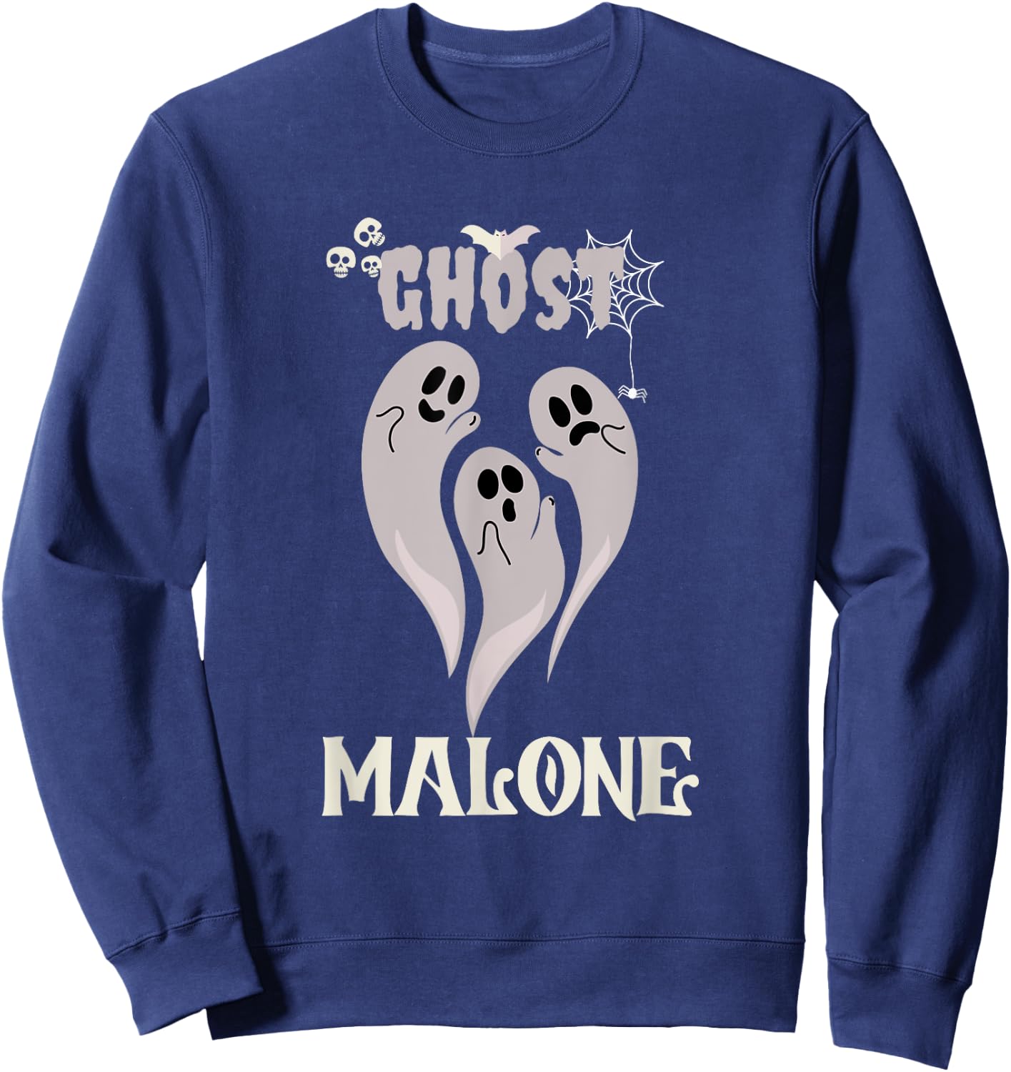 Funny Halloween Spooky Season Fall Season Cute Ghost Malone Sweatshirt - Sweatshirt | Navy