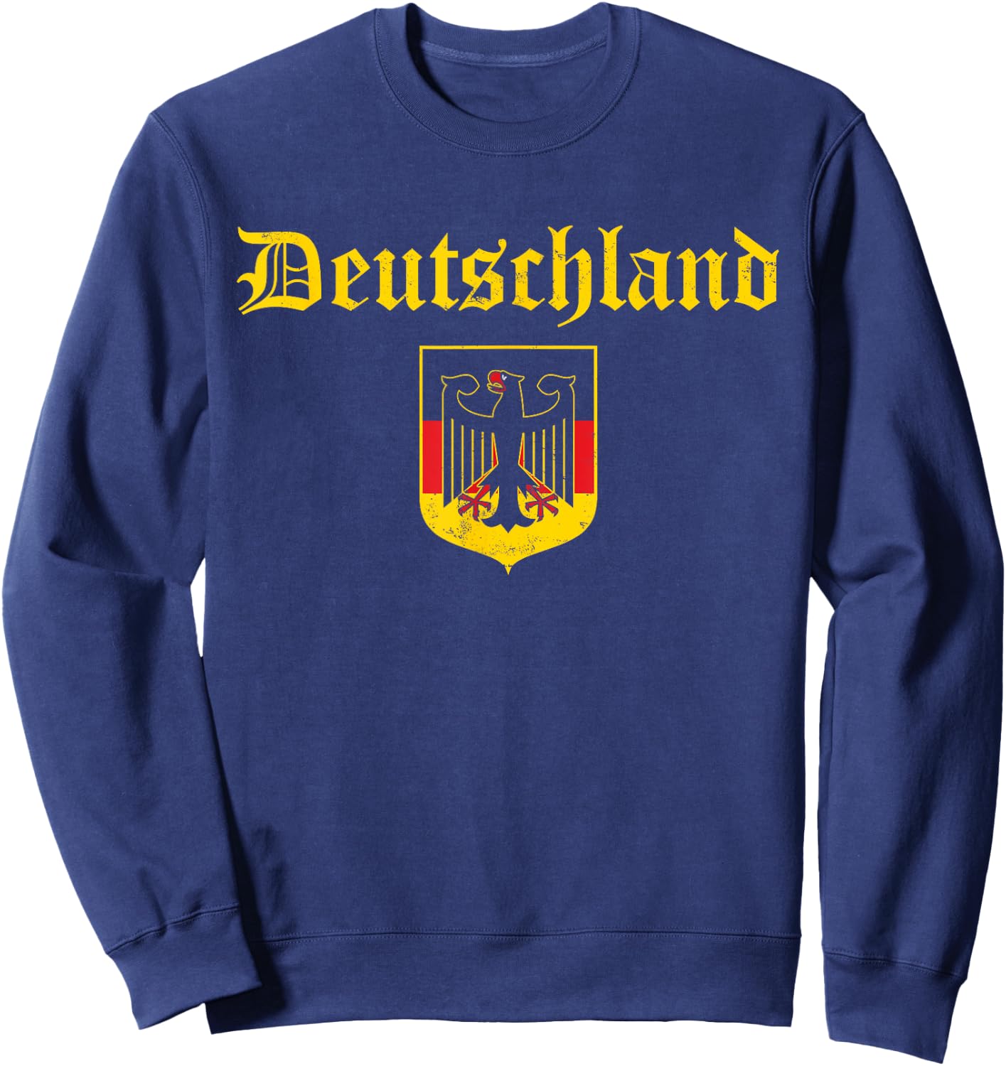 Deutschland Germany Flag Coat Of Arms Eagle Banner Vintage Sweatshirt - Sweatshirt | Navy