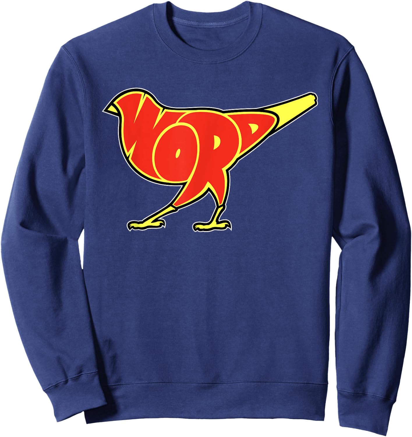 Taran Lopez Art Bird is the Word -Adults Black Cotton, Polyester Blend Modern Letter Print Small Sweatshirt - Sweatshirt | Navy