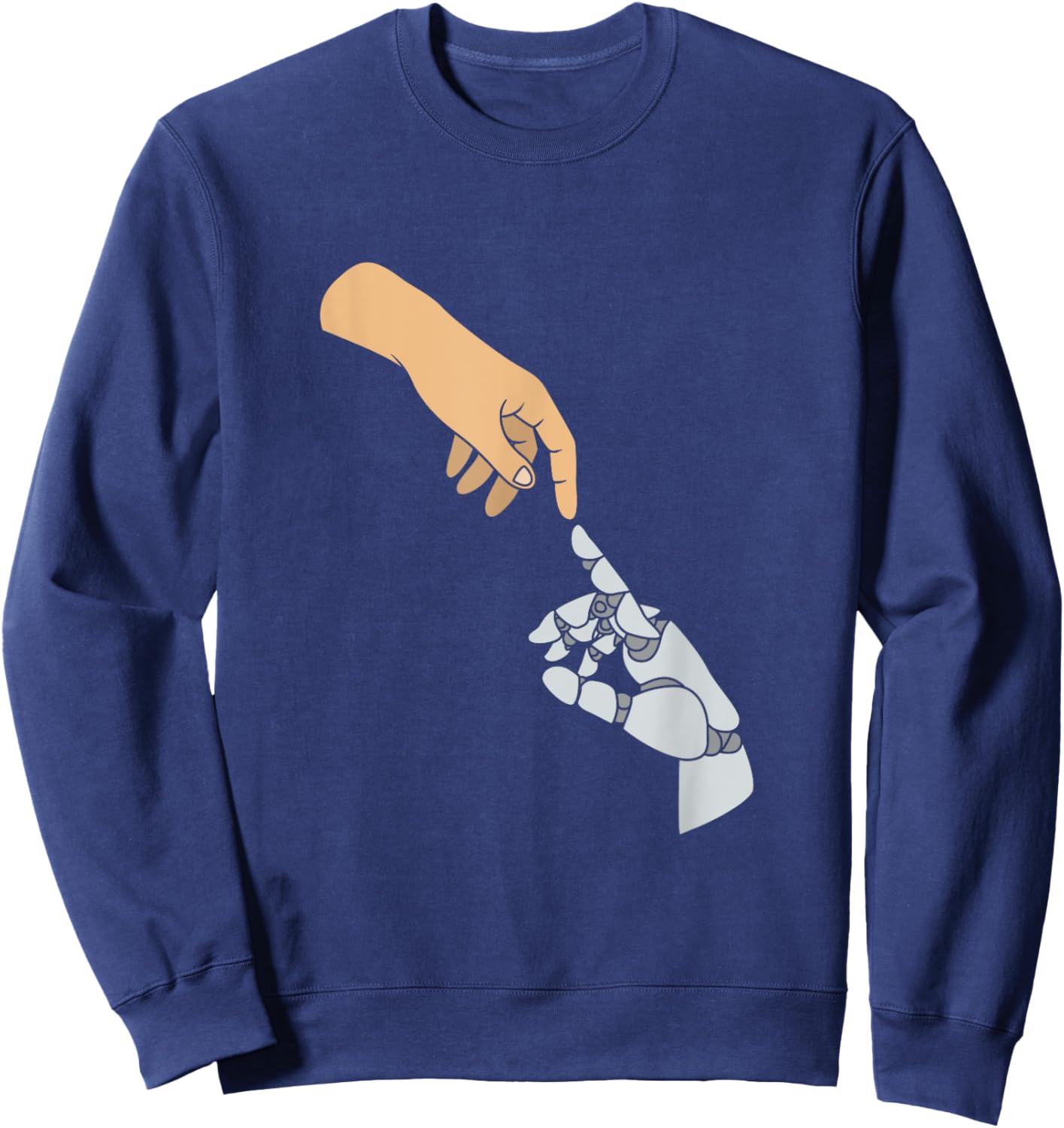Funny Artificial Intelligence Human Hand And AI Robot Hand Sweatshirt - Sweatshirt | Navy