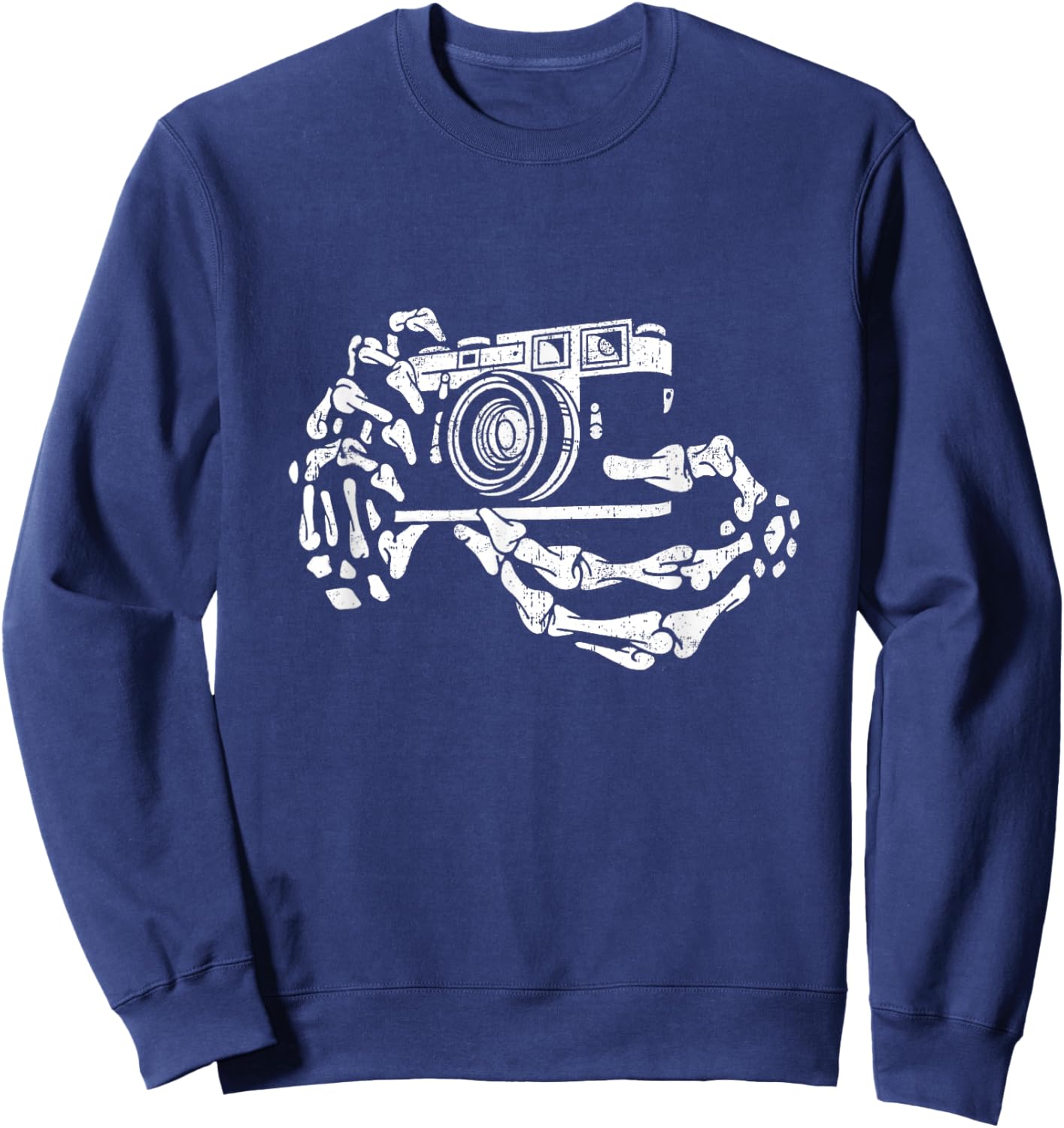 Skeleton Photographer Hand Funny Costume Halloween Sweatshirt - Sweatshirt | Navy