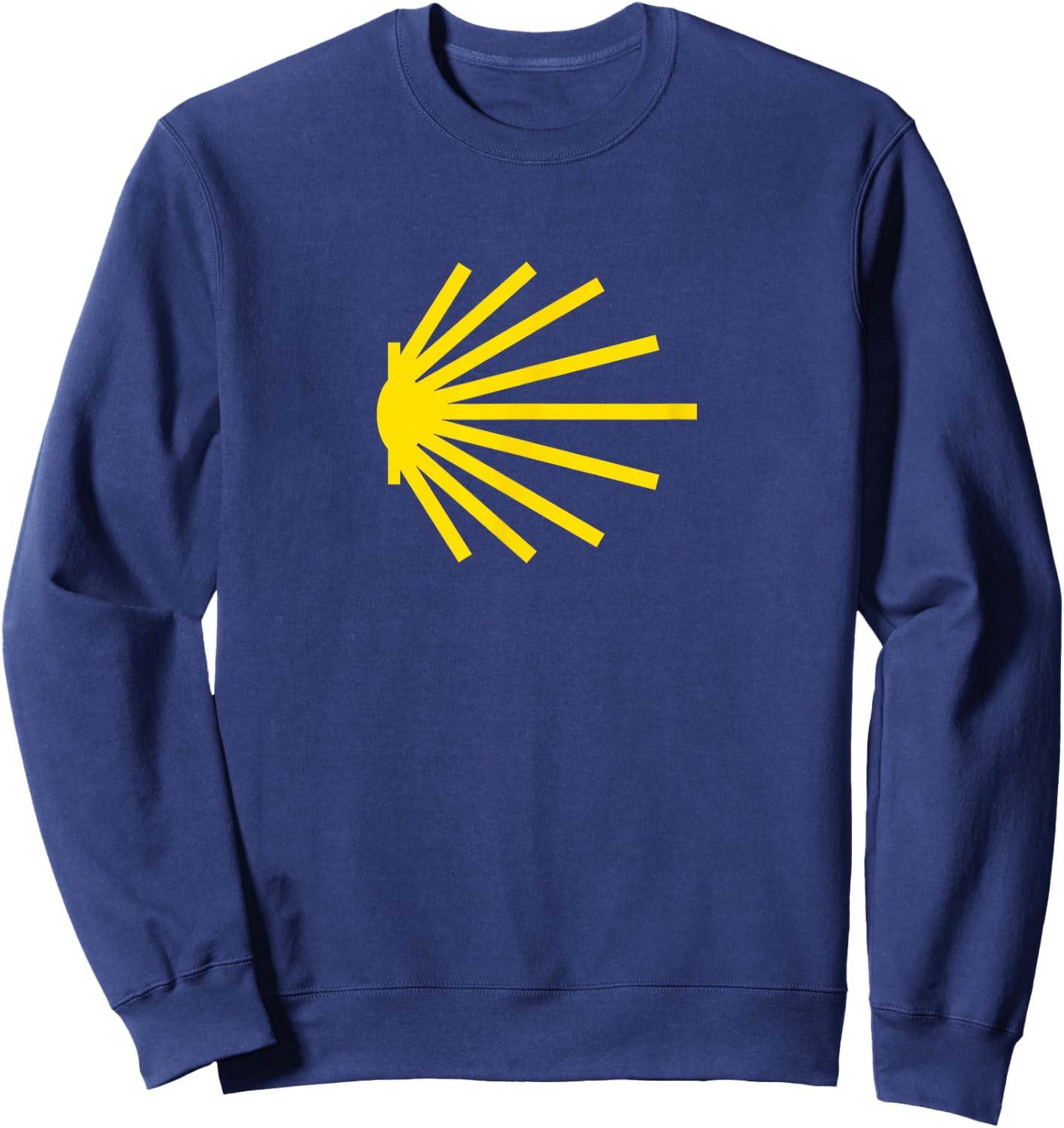 Camino de Santiago Yellow Scallop Shell Trail Symbol Sweatshirt - Sweatshirt | Navy
