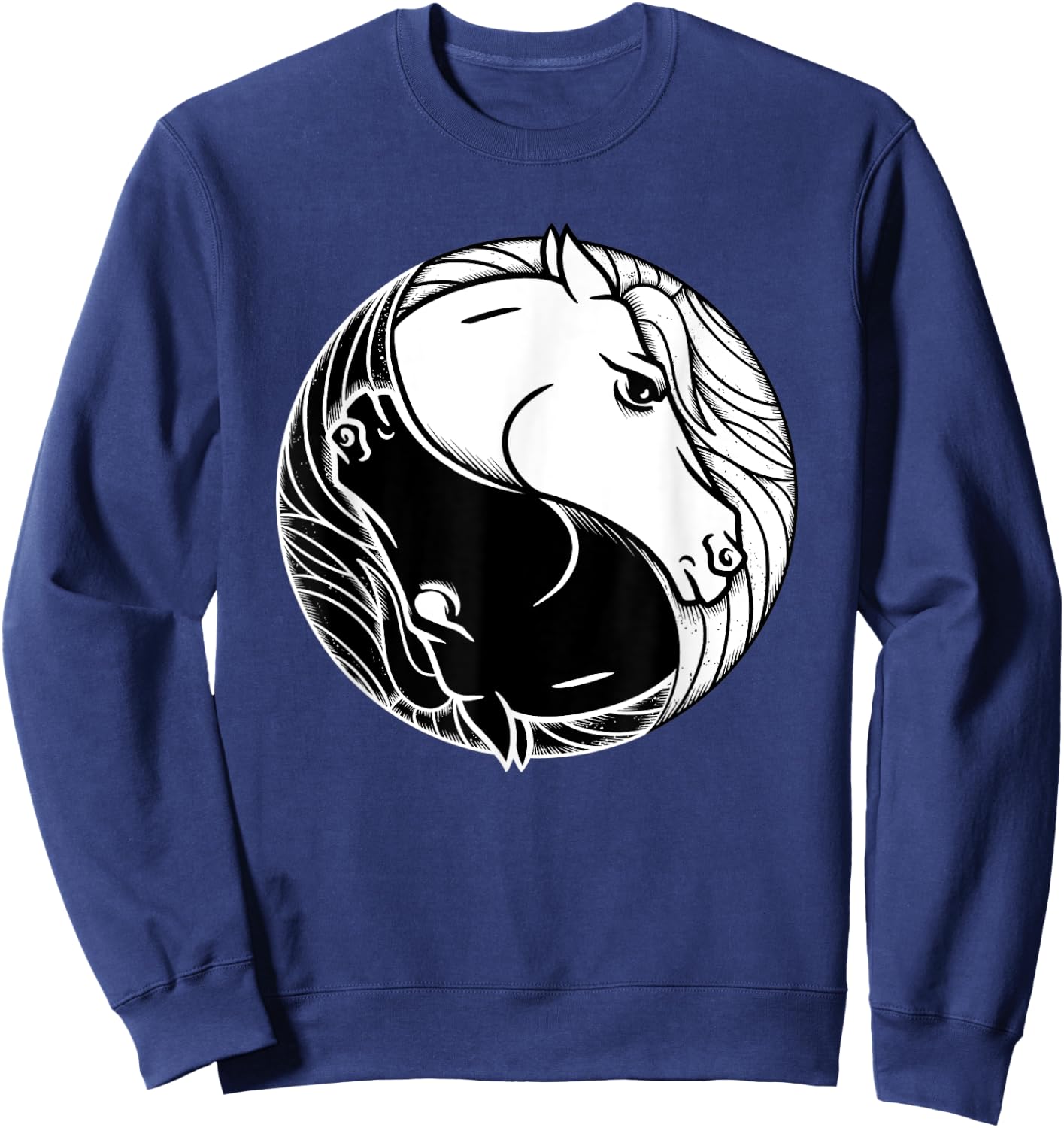 Horse Yin And Yang - Tai Chi Symbol Equine Animal Sweatshirt - Sweatshirt | Navy