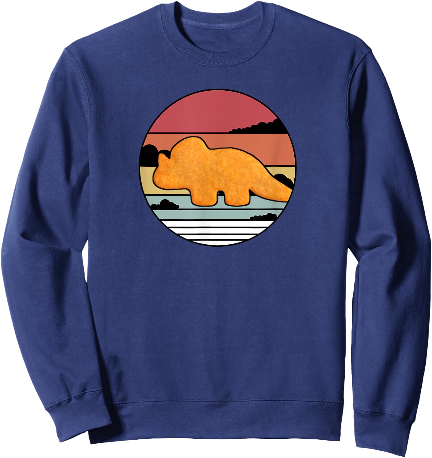 Dino Triceratops Chicken Nugget Retro | Vintage Dinosaur Sweatshirt - Sweatshirt | Navy