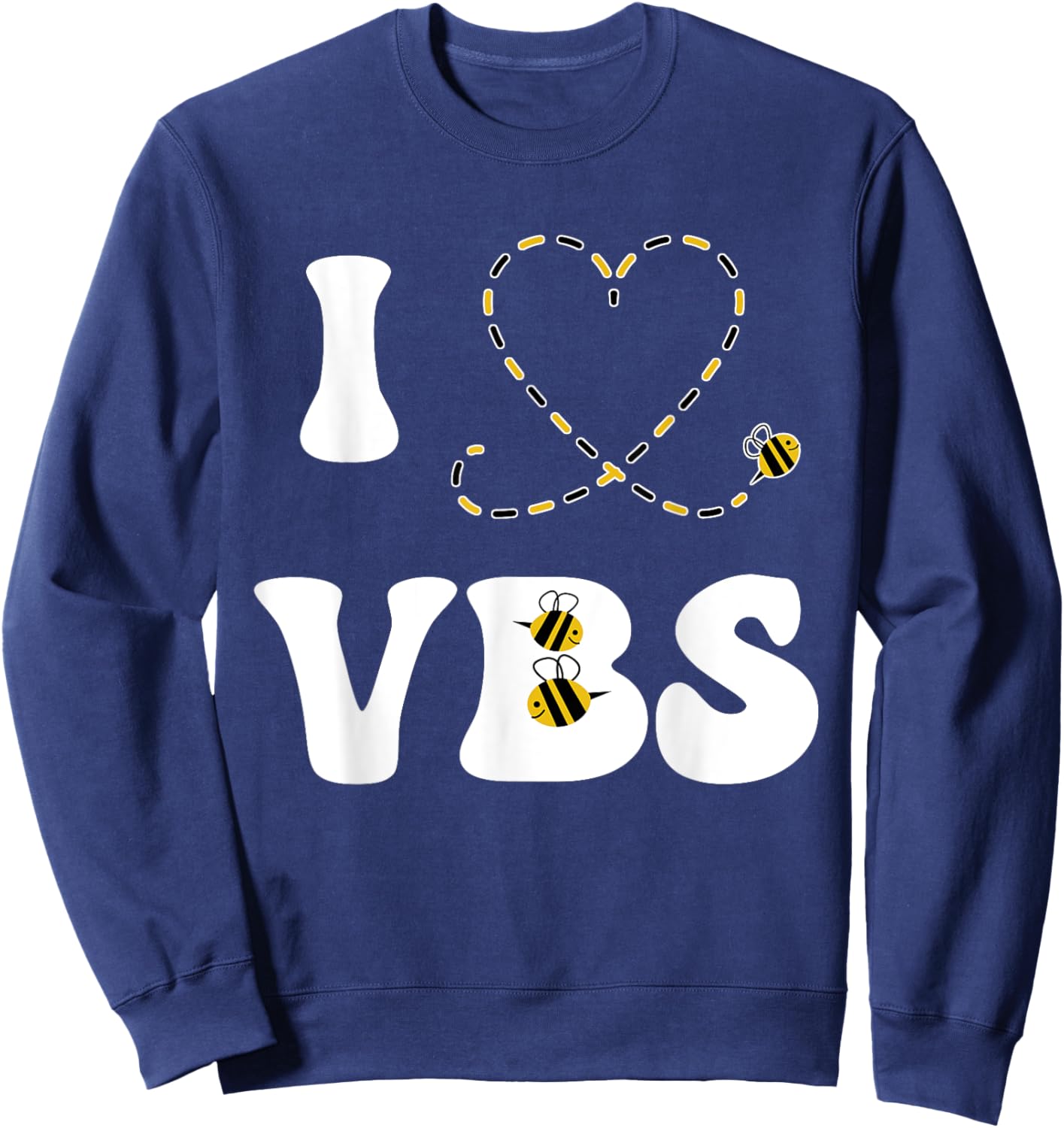 I Love VBS 2025 Vacation Bible School Bumble Bee VBS Team Sweatshirt - Sweatshirt | Navy