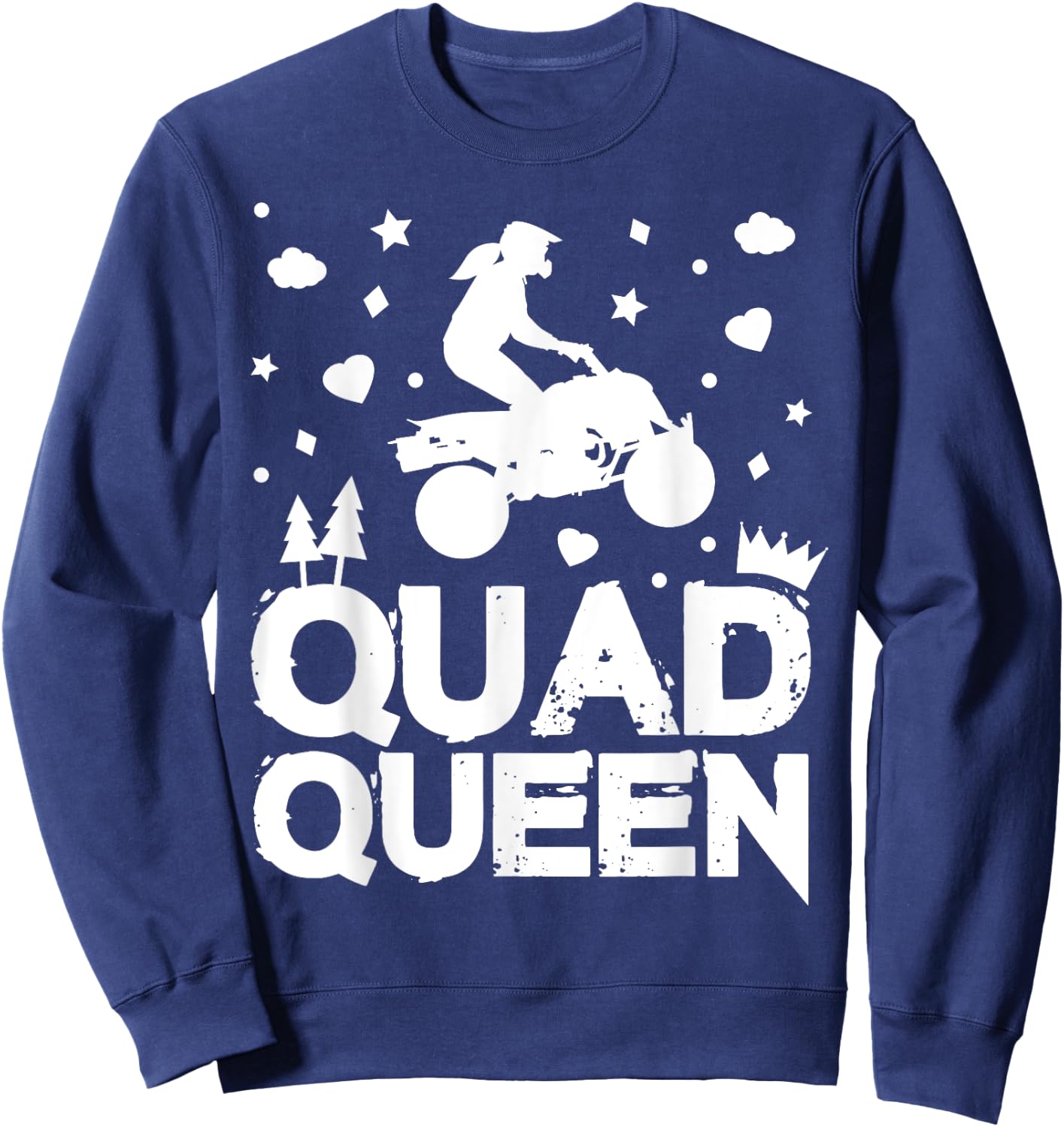 Cute ATV Four Wheeling Quad Queen Girls Offroad Riding Sweatshirt - Sweatshirt | Navy