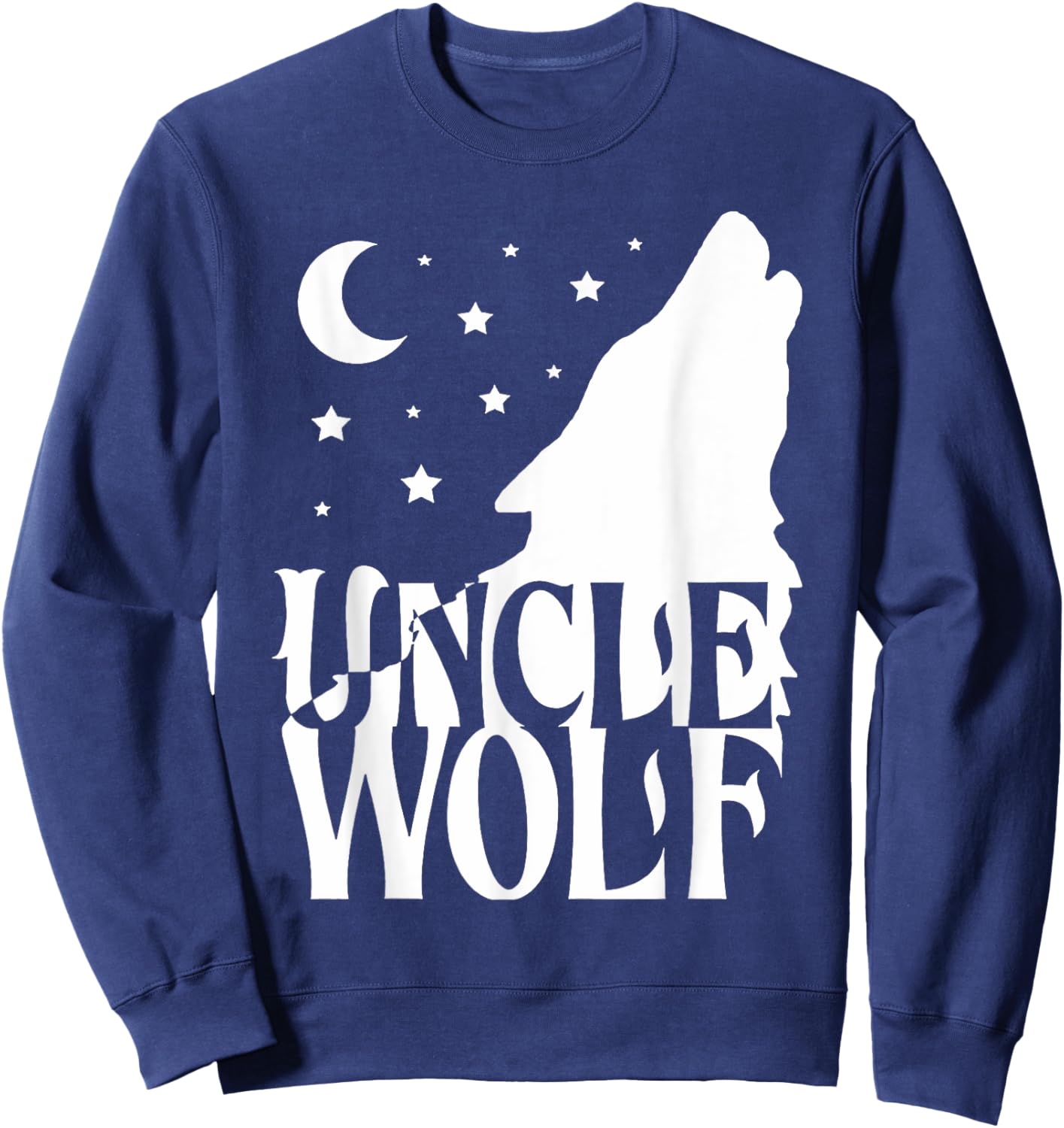 Uncle Wolf Gift Matching Family Tribe Wolves Moon Sweatshirt - Sweatshirt | Navy