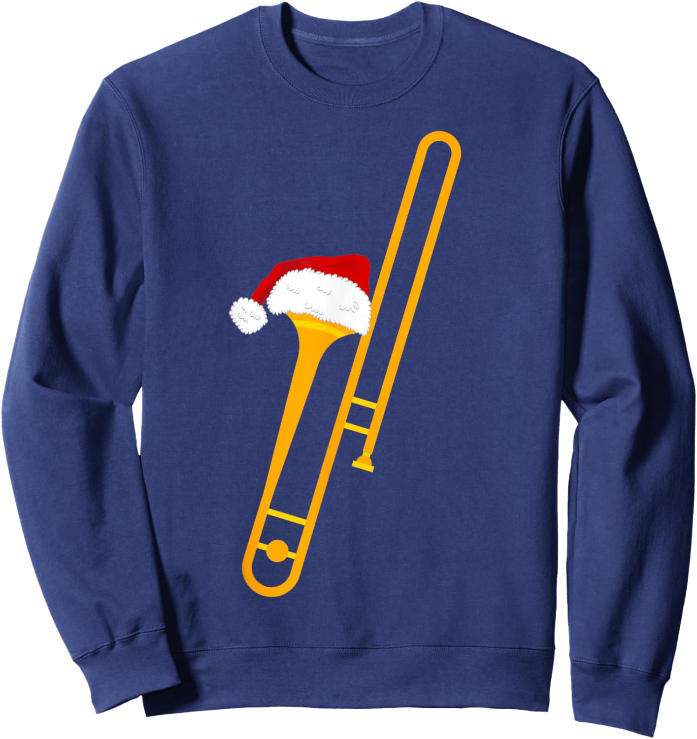 Santa Hat And Trombone Cool Christmas Novelty Sweatshirt - Sweatshirt | Navy