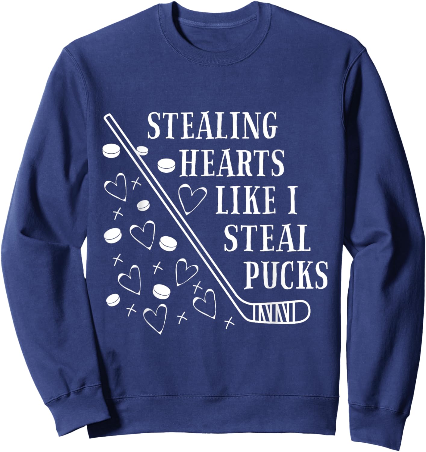Stealing Heart Like I Steal Pucks Valentines Day Hockey kids Sweatshirt - Sweatshirt | Navy
