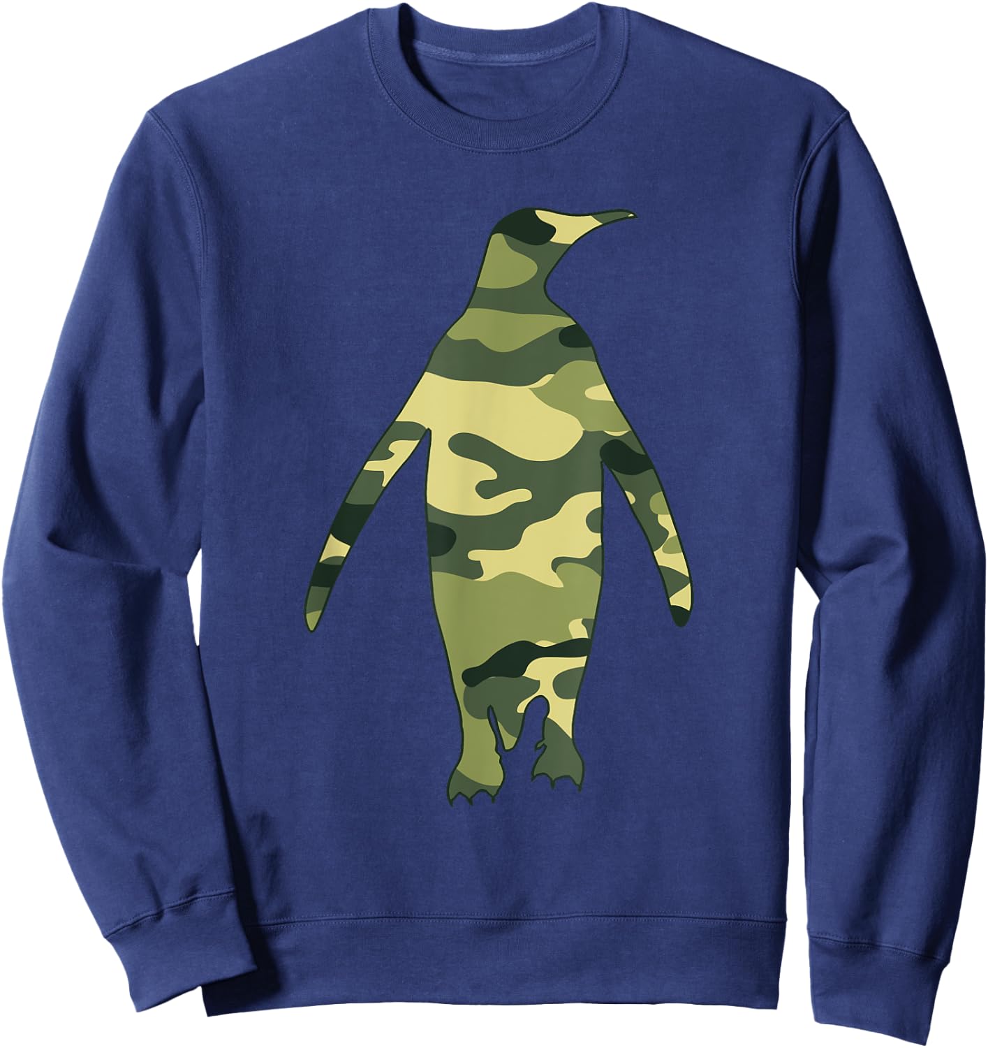 Military Penguin Camo Men Print US Bird Animal Veteran Gift Sweatshirt - Sweatshirt | Navy