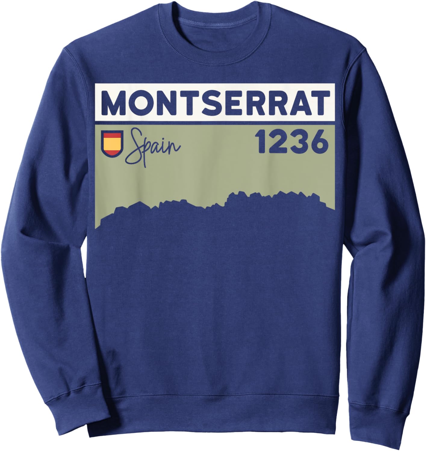 Montserrat Height Hike Monastery Barcelona Spain Hiking Sweatshirt - Sweatshirt | Navy