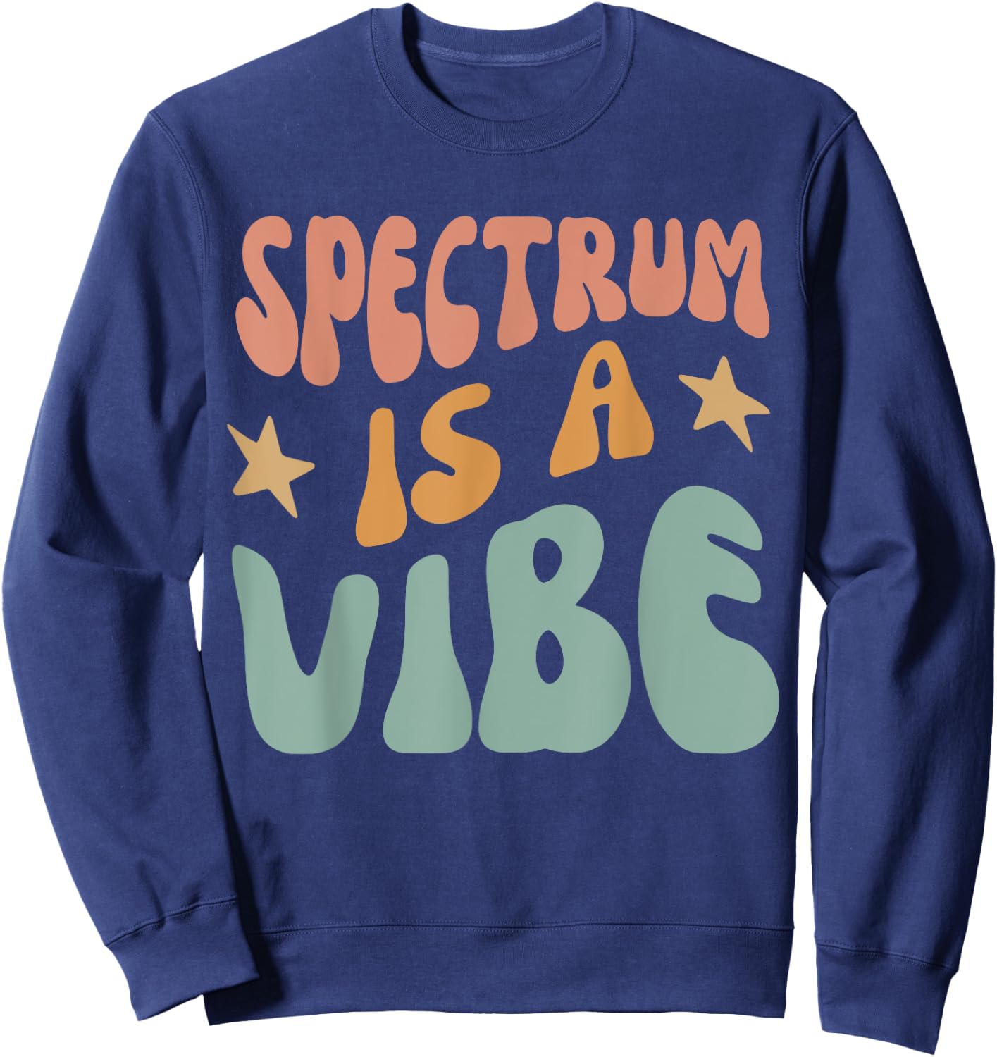 Spectrum Is A Vibe Black Small Modern Classic Short Sleeve Polyester 100% Cotton Blend All Seasons Family, All Ages Sweatshirt - Sweatshirt | Navy