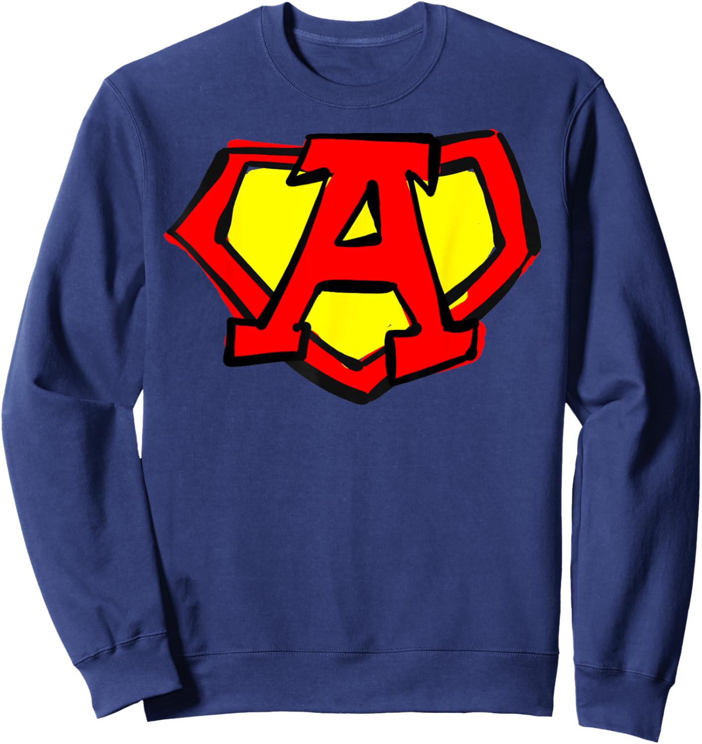 Superhero Letter on Chest A cute cartoon version Sweatshirt - Sweatshirt | Navy