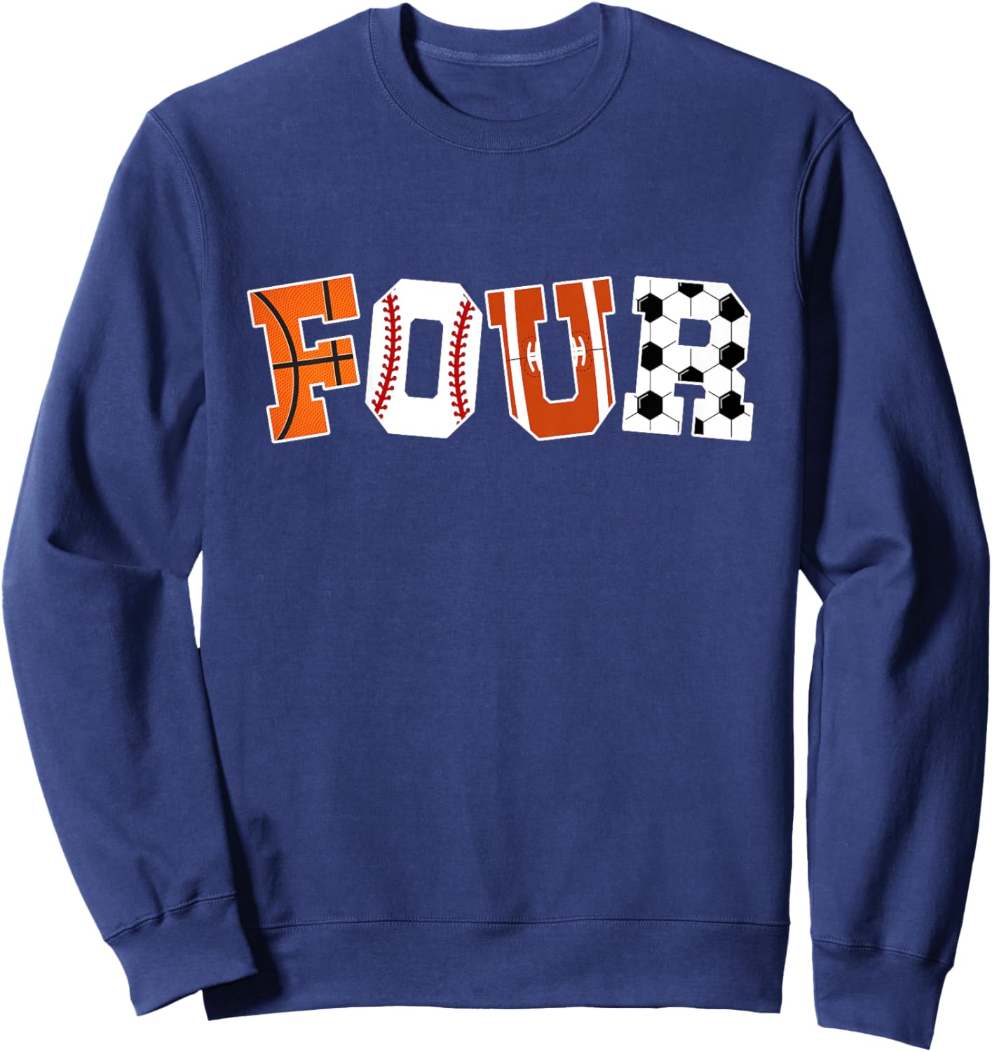 Kids 4th Birthday Sports Birthday Party 4 Year Old Boy Sweatshirt - Sweatshirt | Navy
