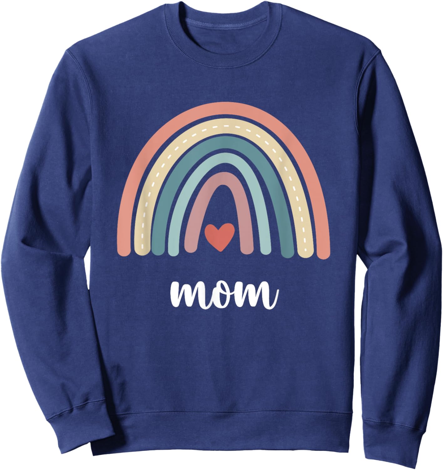 Mom Rainbow Mama Boho Rainbow Family Matching Mommy Birthday Sweatshirt - Sweatshirt | Navy