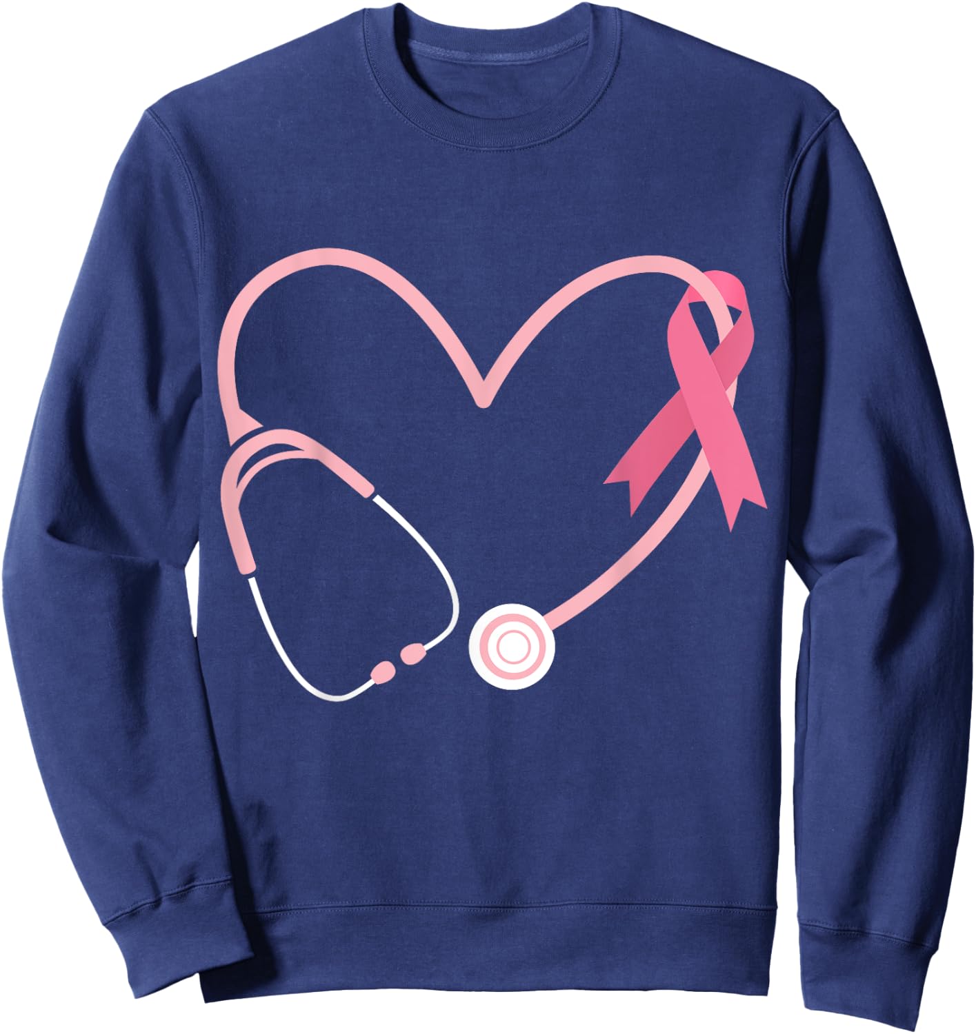 Doctor Nurse Heart Love Pink Ribbon Cute Breast Cancer Gifts Sweatshirt - Sweatshirt | Navy