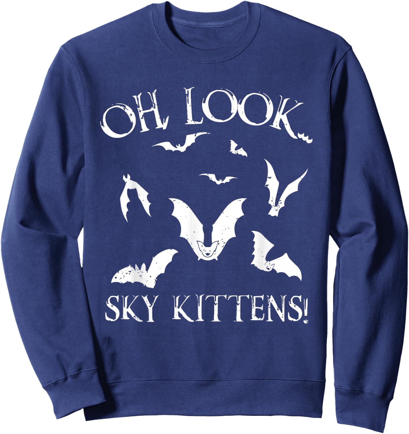 Funny Bat Lover Gift Women Cool Sky Kittens Horror Small Sweatshirt - Sweatshirt | Navy