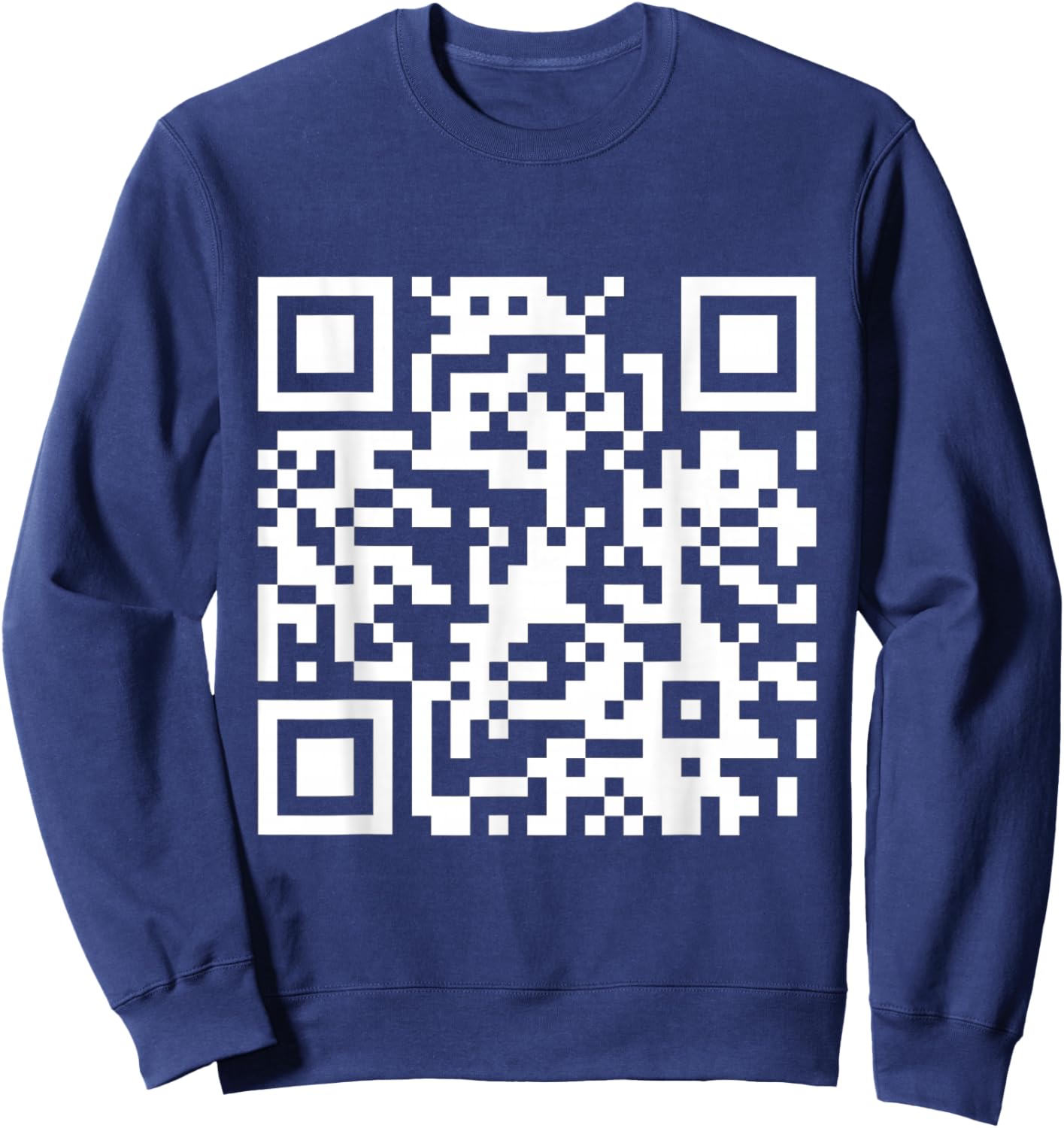 QR Scan Code Adult Sarcasm Humor F.ck You (White) Sweatshirt - Sweatshirt | Navy