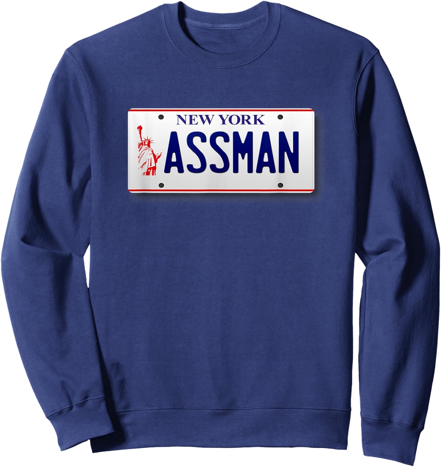 Assman New York License Plate Funny Sweatshirt - Sweatshirt | Navy