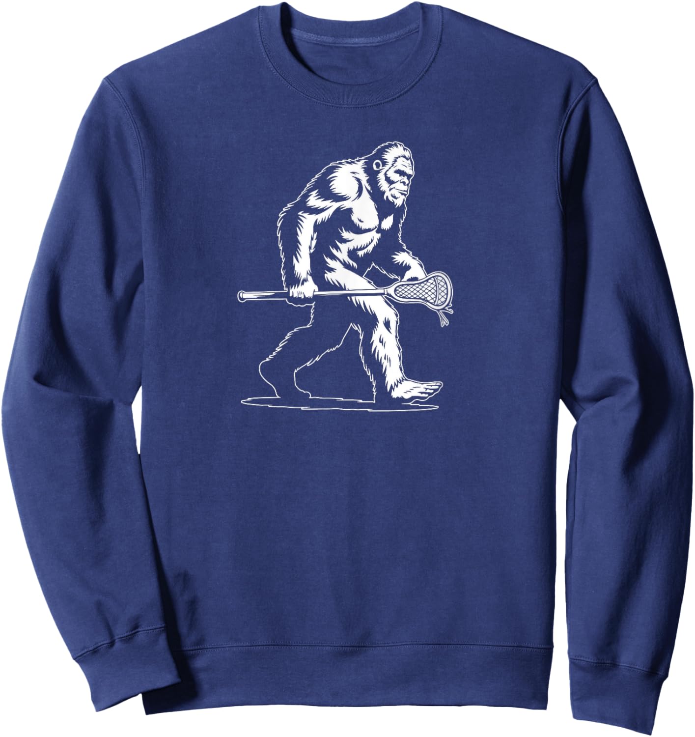 Sasquatch Lax Bigfoot Lacrosse Stick Vintage 80s Sweatshirt - Sweatshirt | Navy