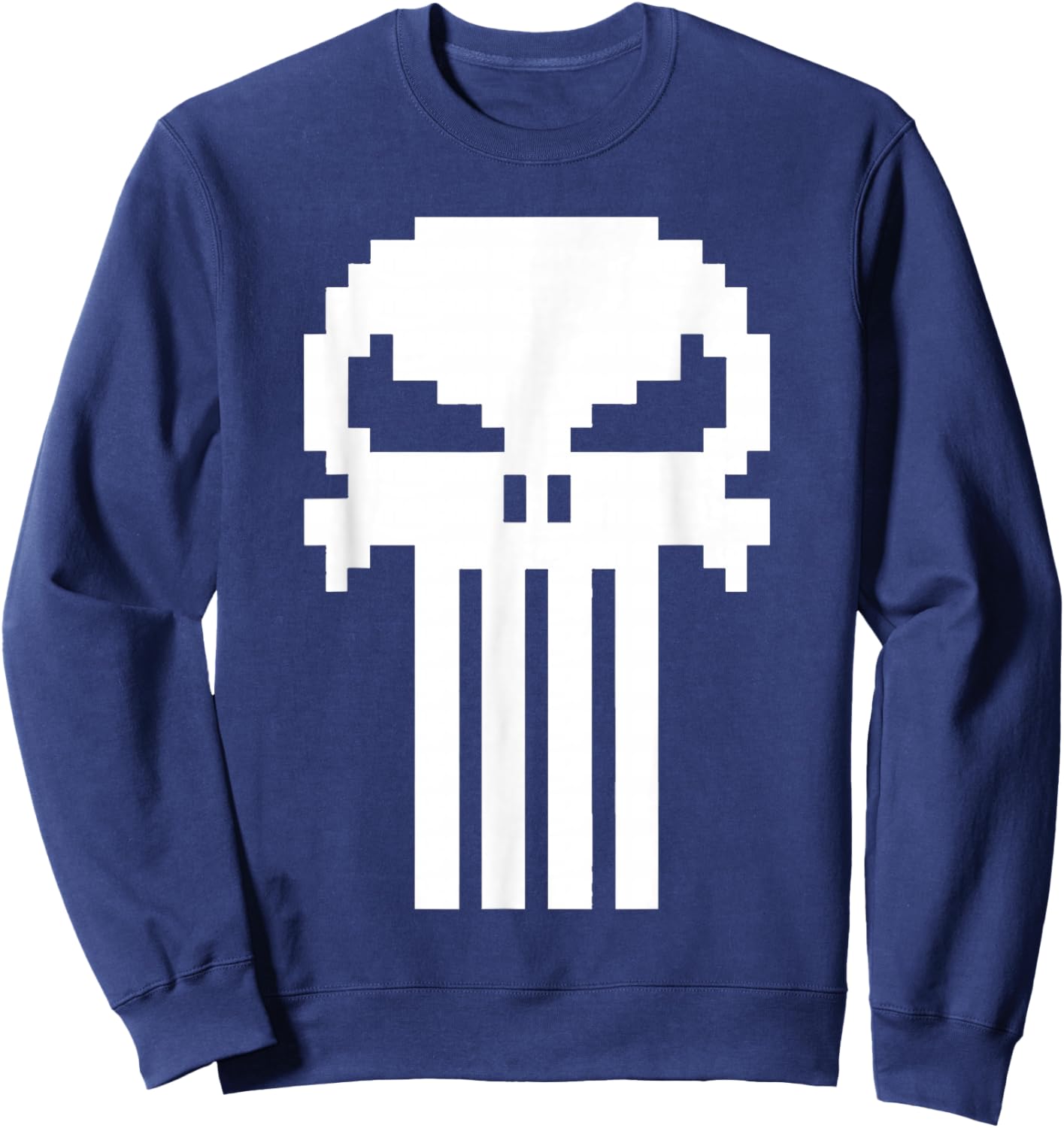 Marvel Punisher Pixelated Skull Vintage Chest Logo Sweatshirt - Sweatshirt | Navy