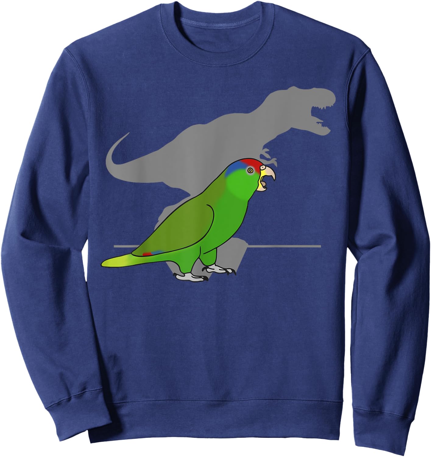 T-rex Red Headed Mexican Amazon, Birb Memes, Dinosaur Parrot Sweatshirt - Sweatshirt | Navy