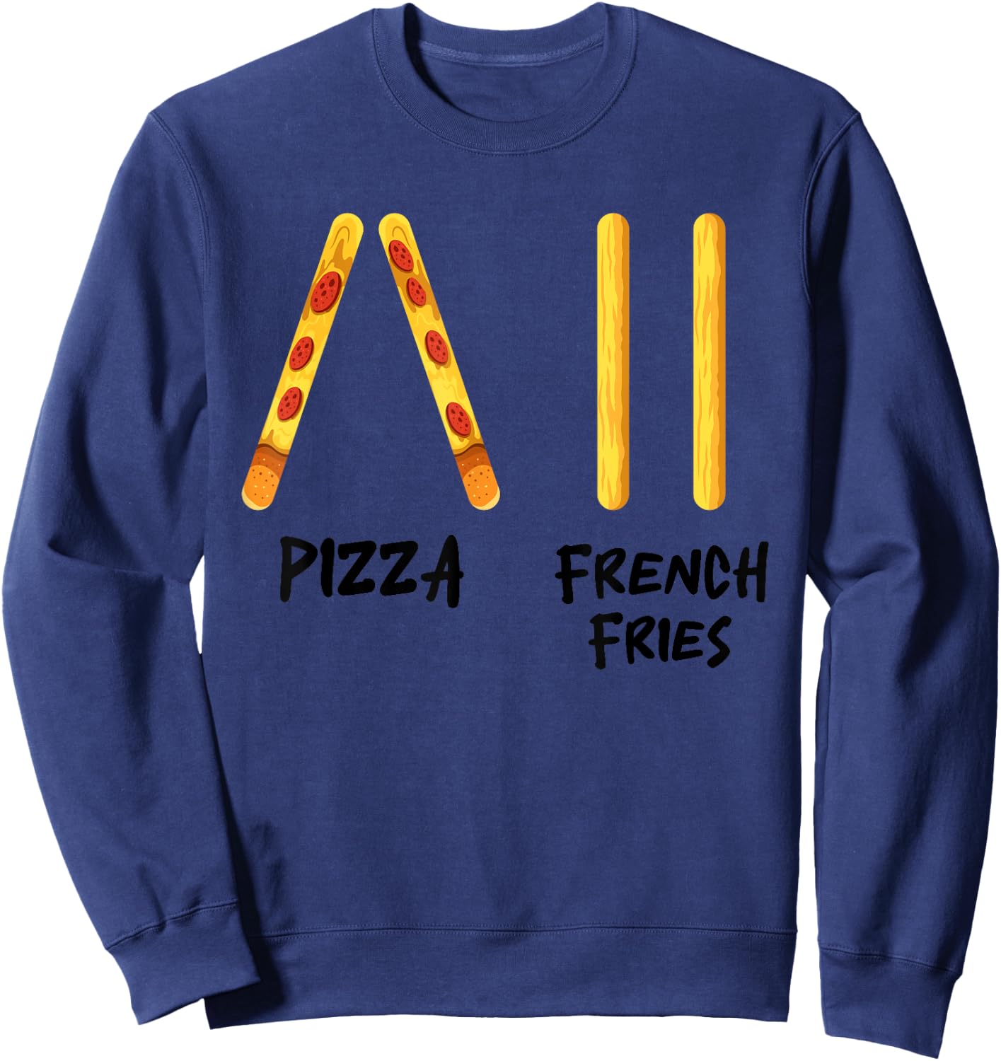 Funny Pizza French Fries Ski Instructor Skiing Snack Lovers Sweatshirt - Sweatshirt | Navy