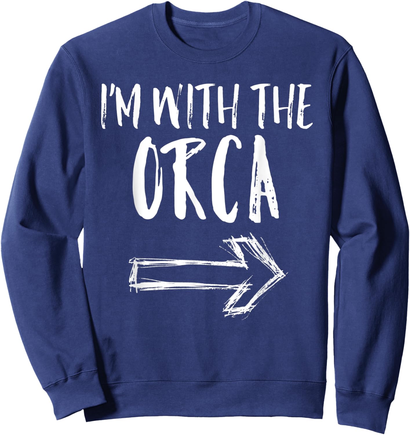 Funny I'm With The Orca Costume Halloween Matching Parent Sweatshirt - Sweatshirt | Navy