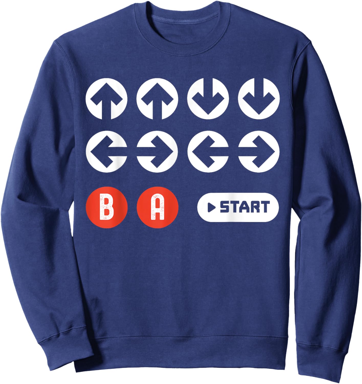 Up Up Down Left Right B A Start Cheat Code Funny Video Game Sweatshirt - Sweatshirt | Navy