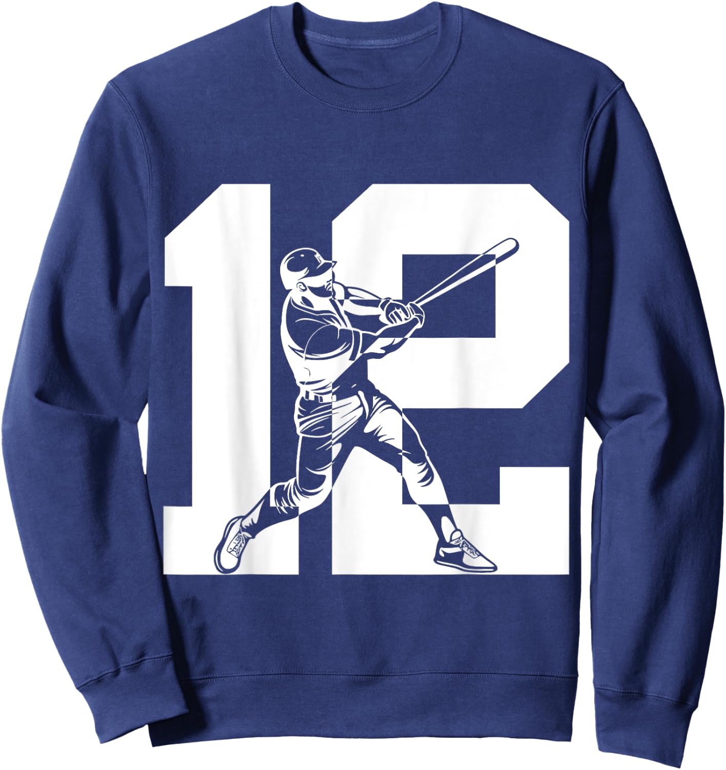 Number 12 Years Baseball 12th Birthday Sweatshirt - Sweatshirt | Navy