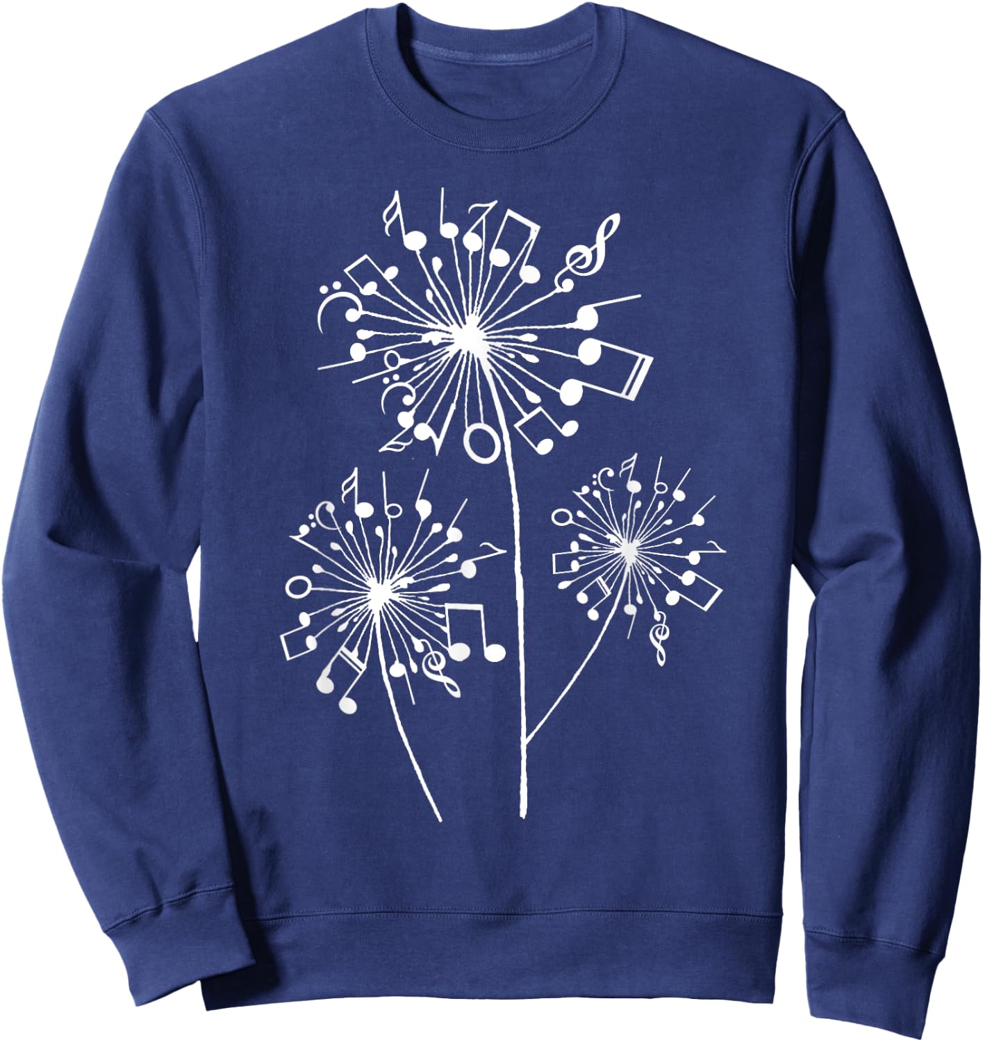 Funny Music Notes Gift Women Cool Dandelion Flower Sweatshirt - Sweatshirt | Navy