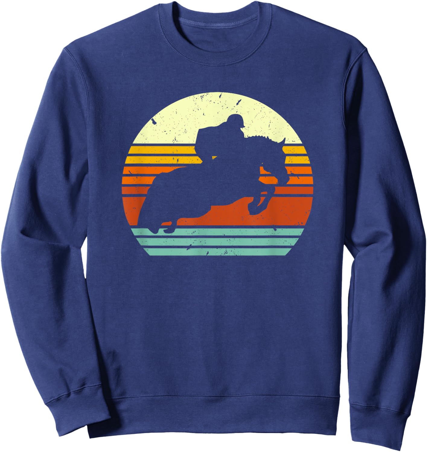 English Horse Show Jumping on Retro Sun Style Sweatshirt - Sweatshirt | Navy