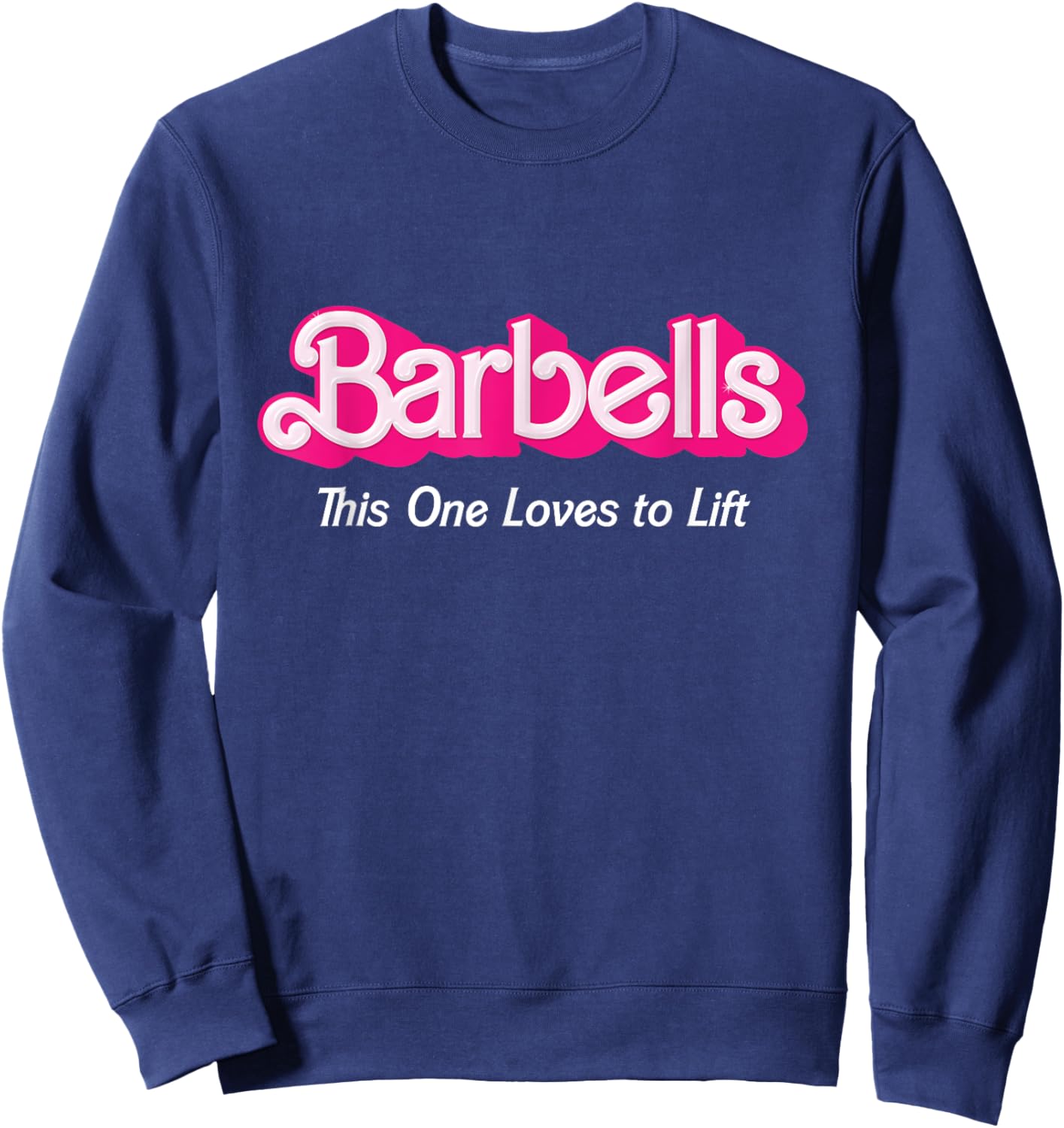 Barbells Pink Retro Workout Classic Girl Loves to Lift Gear Sweatshirt - Sweatshirt | Navy