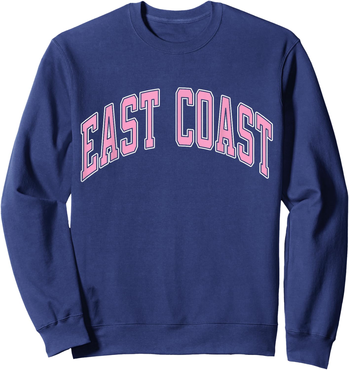East Coast Varsity Style Pink Text Sweatshirt - Sweatshirt | Navy