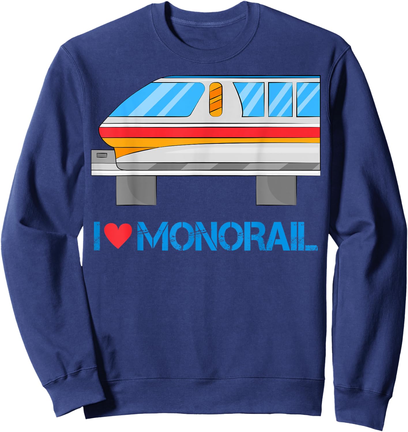 Vehicle Monorail T Shirt. Public Transportation People Mover Sweatshirt - Sweatshirt | Navy